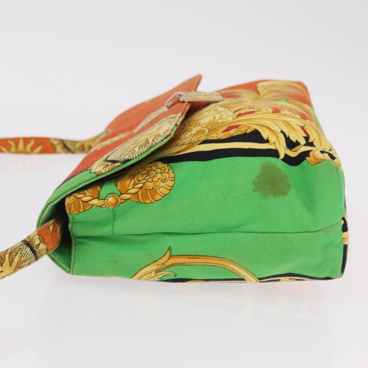 Gianni Versace Shoulder Bag Canvas Orange Gold Auth bs37650