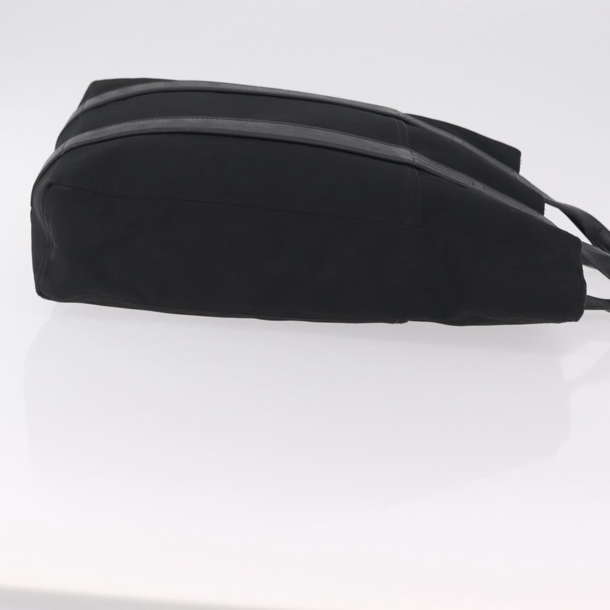 HERMES Acapulco Cabas MM Hand Bag Canvas Leather Black Silver Auth bs37652