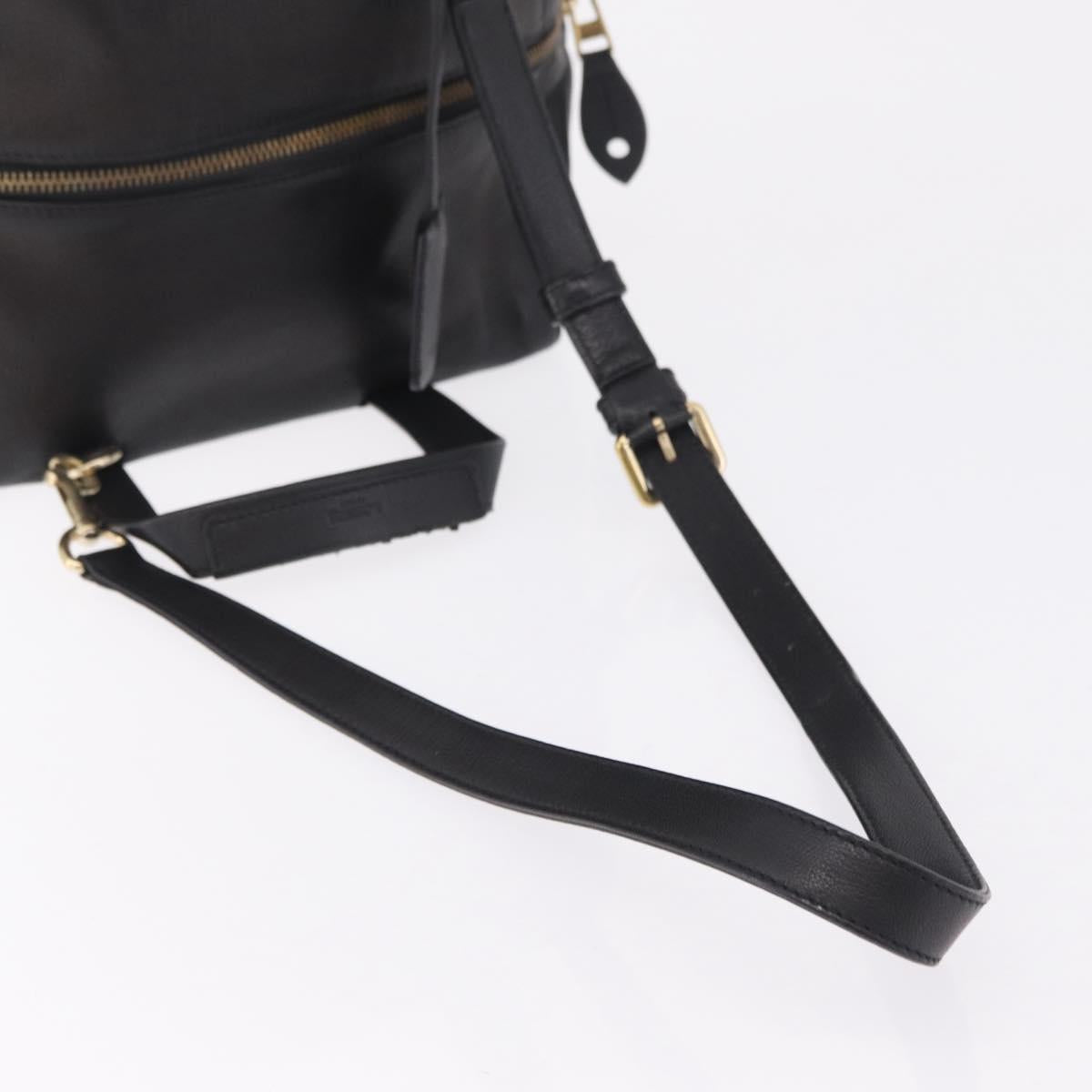 LOEWE Origami Kubo Hand Bag Leather 2way Black Gold Auth bs37658