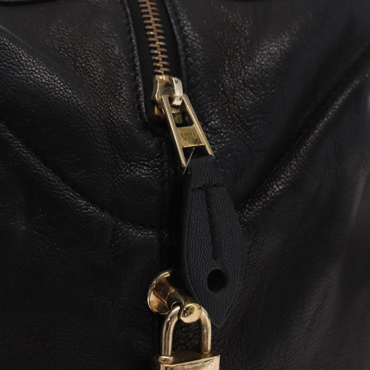 LOEWE Origami Kubo Hand Bag Leather 2way Black Gold Auth bs37658