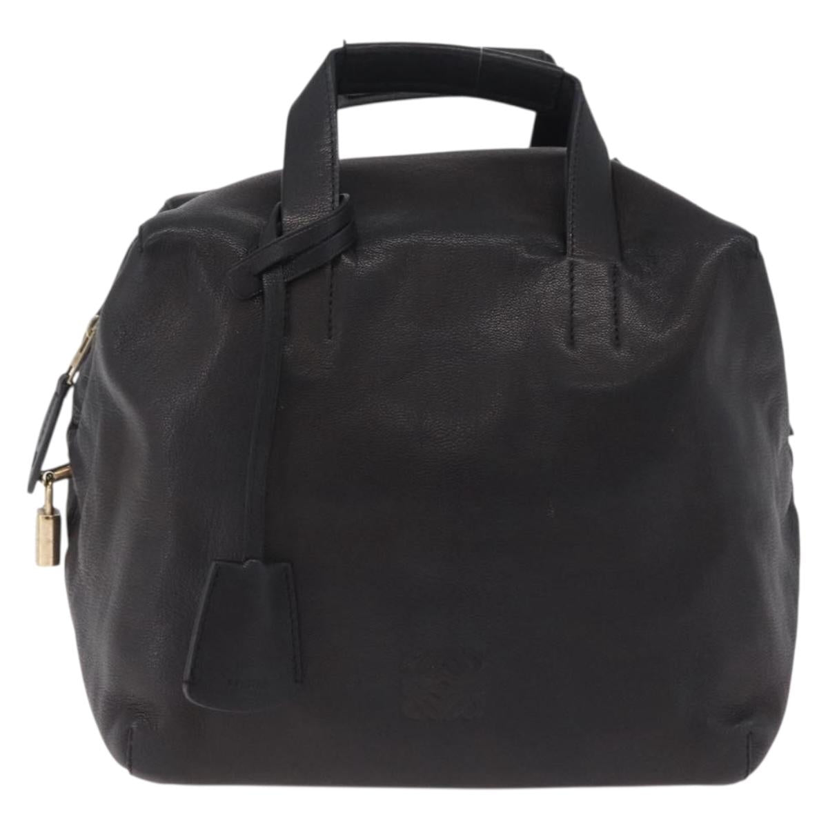 LOEWE Origami Kubo Hand Bag Leather 2way Black Gold Auth bs37658