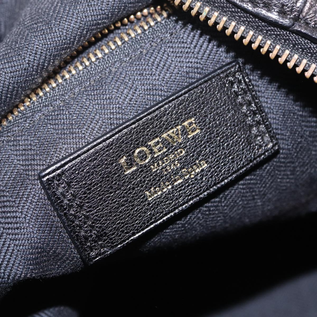 LOEWE Origami Kubo Hand Bag Leather 2way Black Gold Auth bs37658