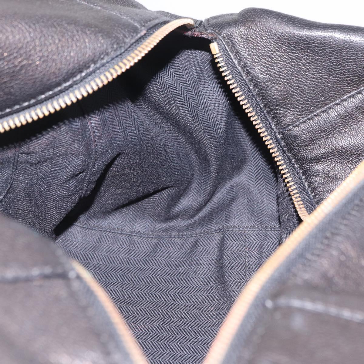 LOEWE Origami Kubo Hand Bag Leather 2way Black Gold Auth bs37658