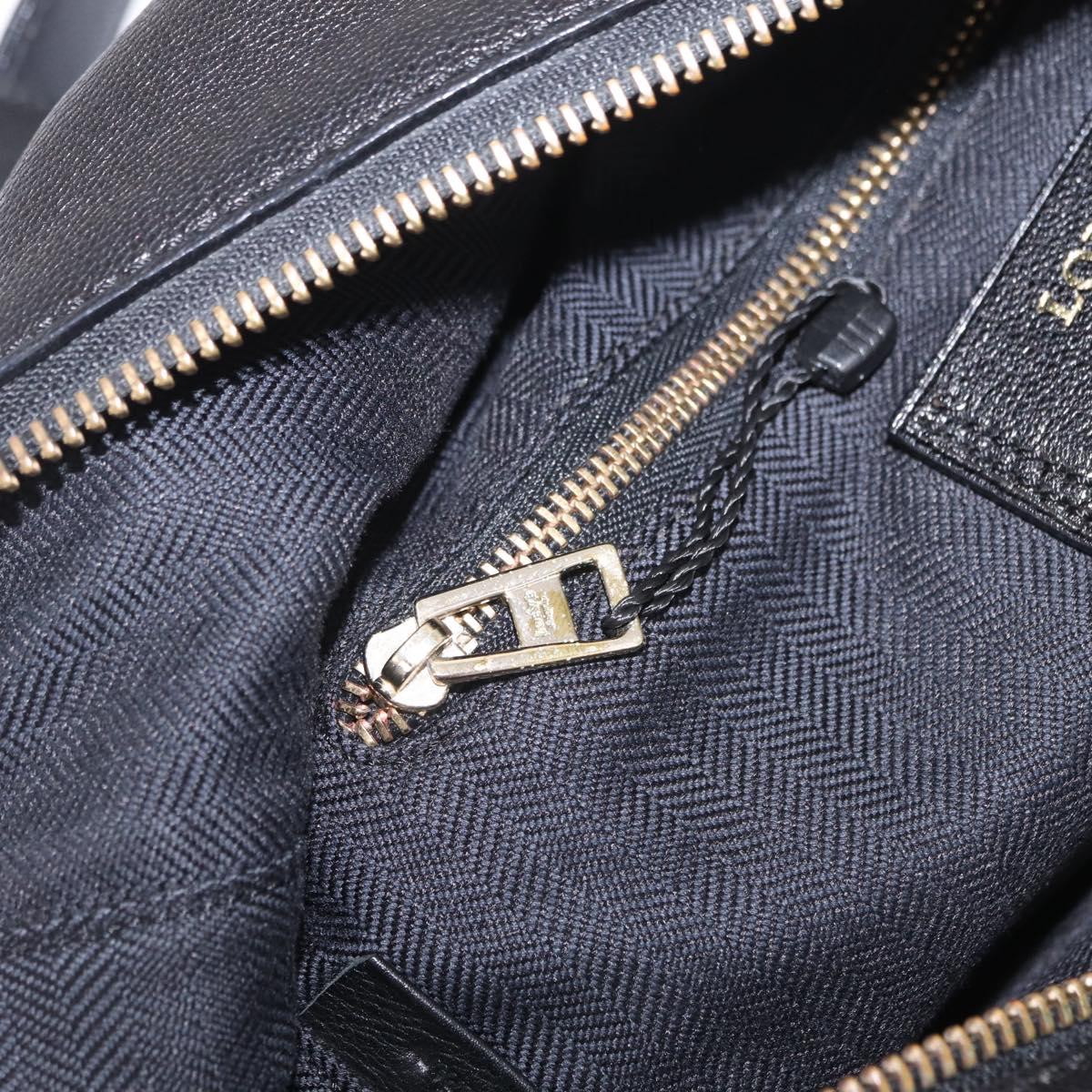 LOEWE Origami Kubo Hand Bag Leather 2way Black Gold Auth bs37658