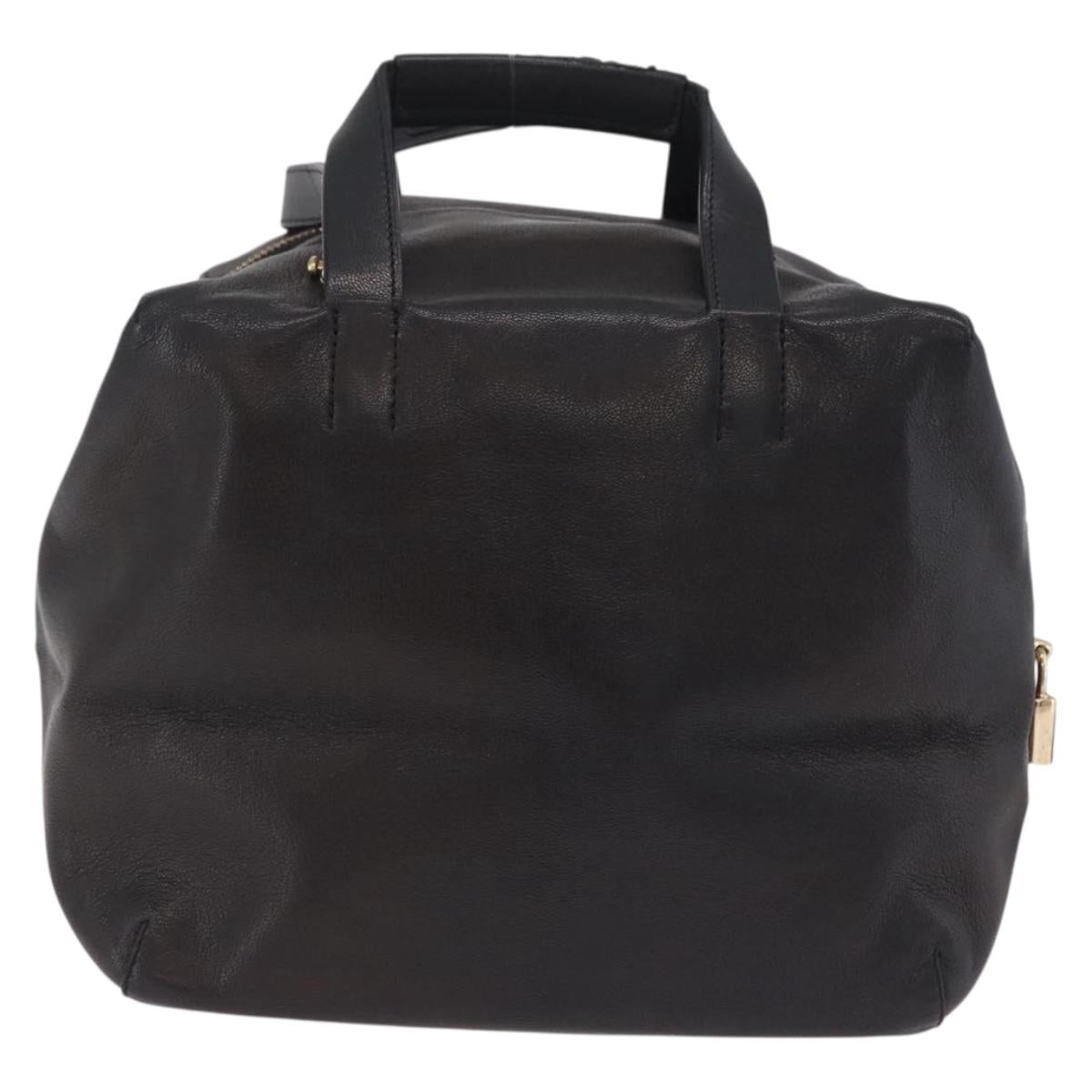 LOEWE Origami Kubo Hand Bag Leather 2way Black Gold Auth bs37658