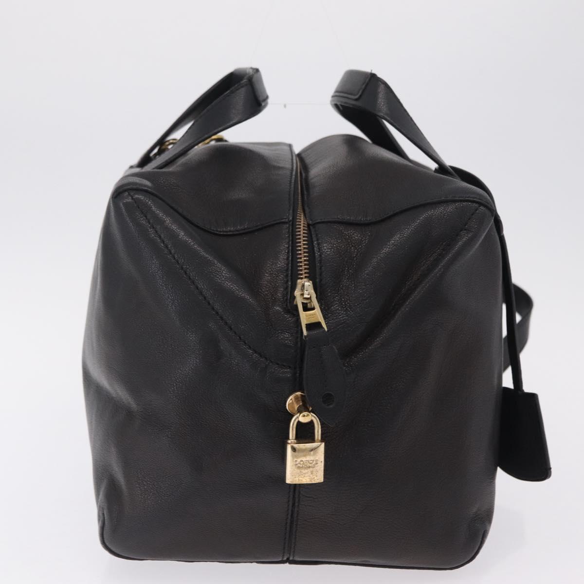 LOEWE Origami Kubo Hand Bag Leather 2way Black Gold Auth bs37658