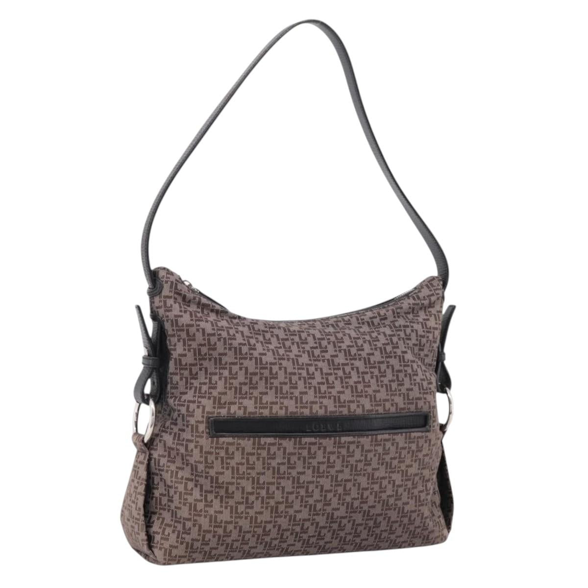 LOEWE Shoulder Bag Canvas Gray Silver Auth bs37666A