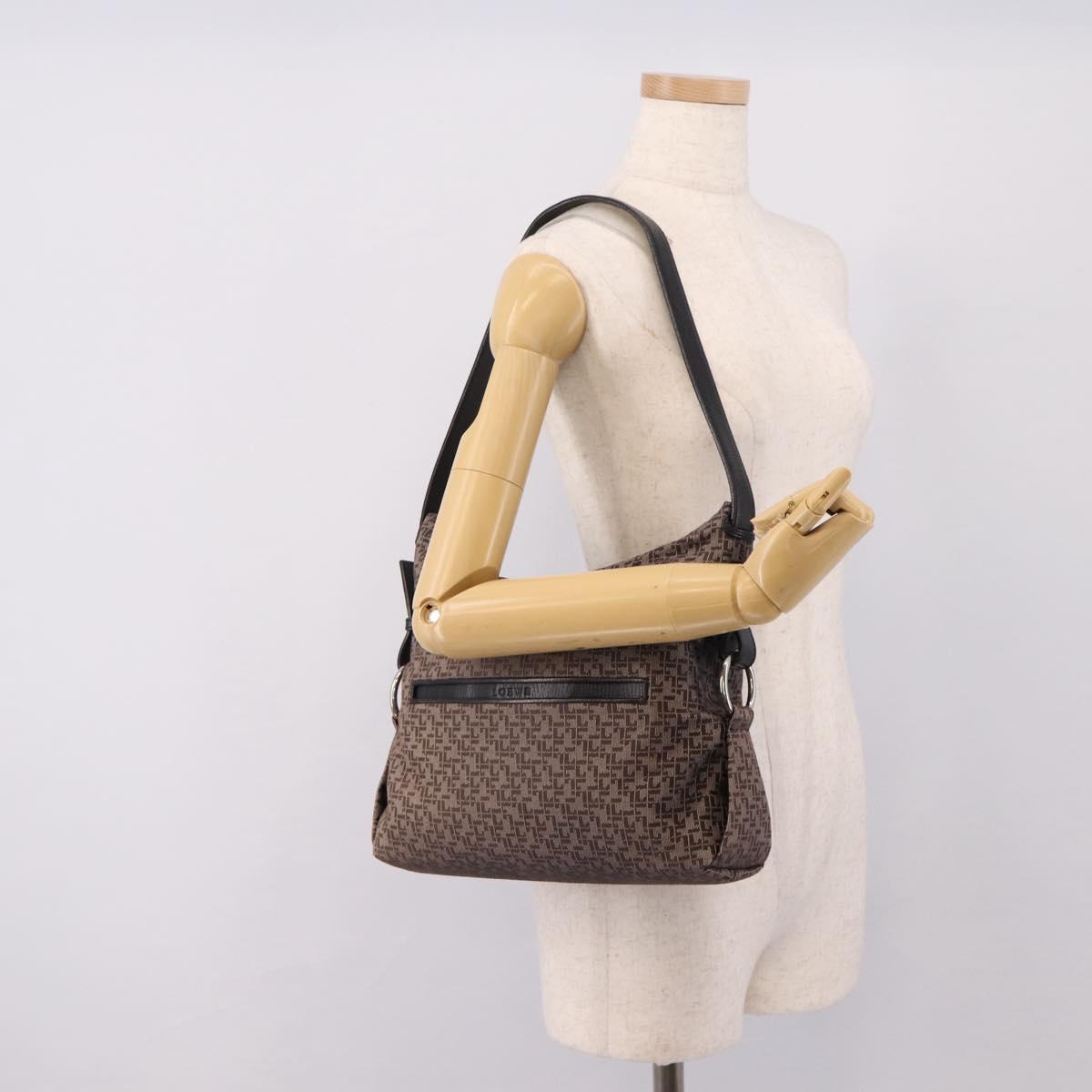 LOEWE Shoulder Bag Canvas Gray Silver Auth bs37666A