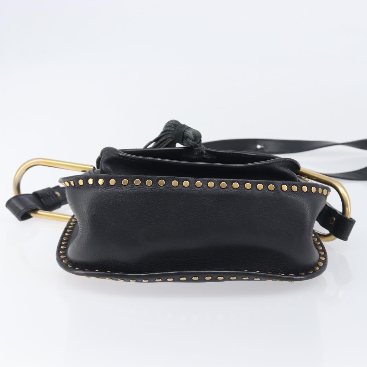 Chloe Hudson Shoulder Bag Leather Black Gold Auth bs37667A