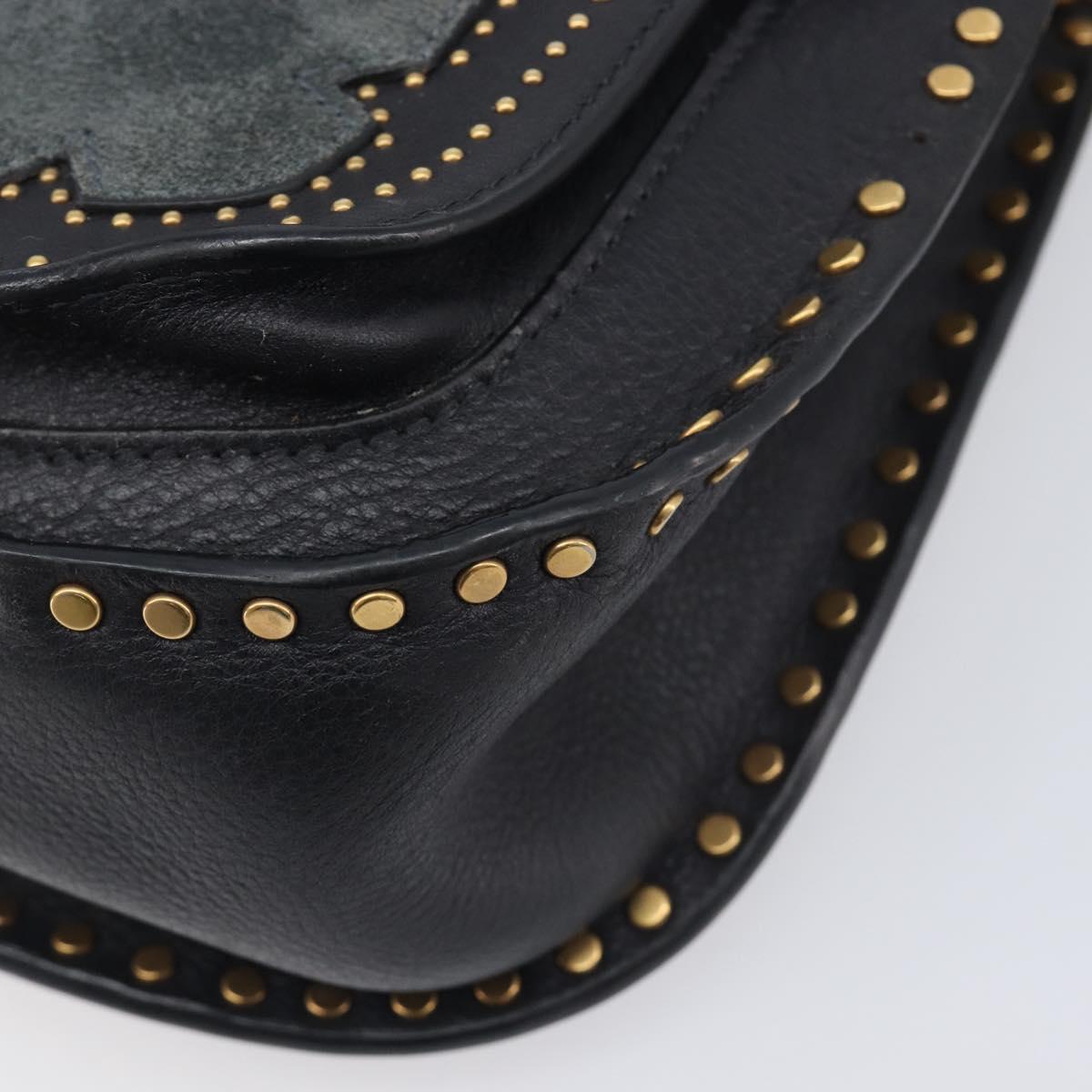 Chloe Hudson Shoulder Bag Leather Black Gold Auth bs37667A