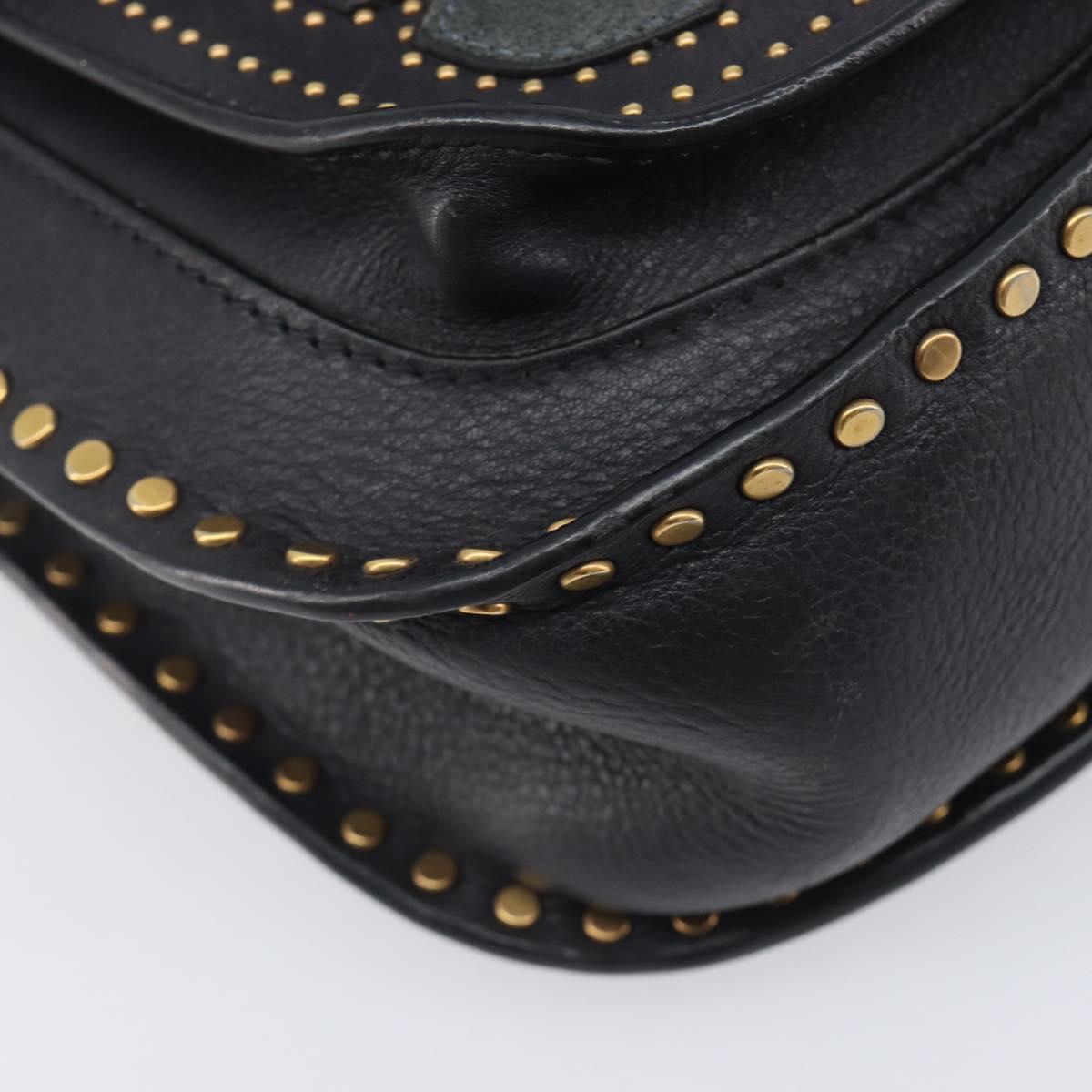 Chloe Hudson Shoulder Bag Leather Black Gold Auth bs37667A