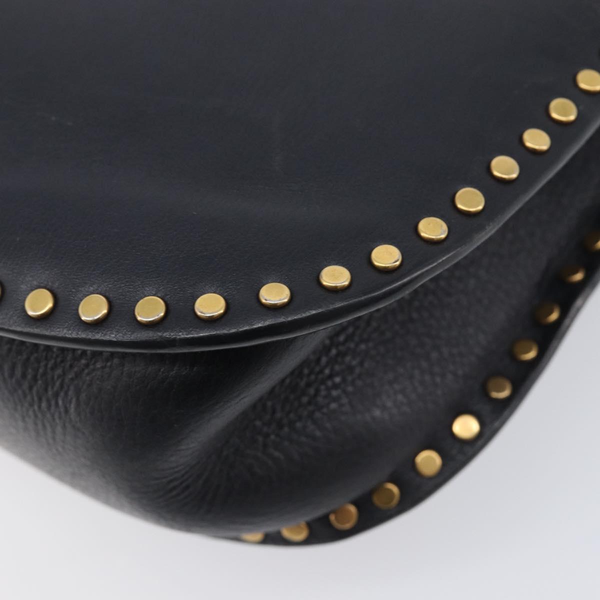 Chloe Hudson Shoulder Bag Leather Black Gold Auth bs37667A