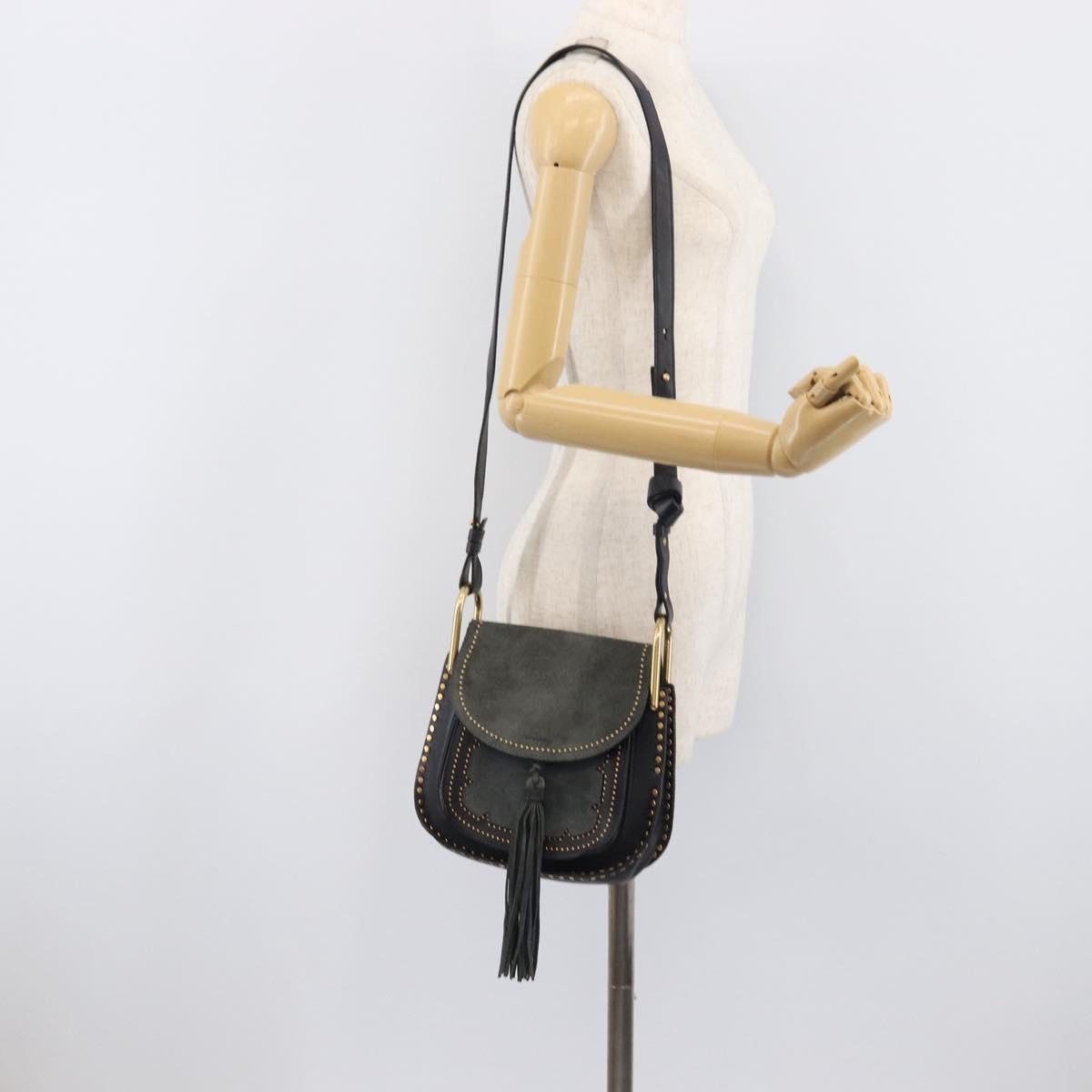Chloe Hudson Shoulder Bag Leather Black Gold Auth bs37667A