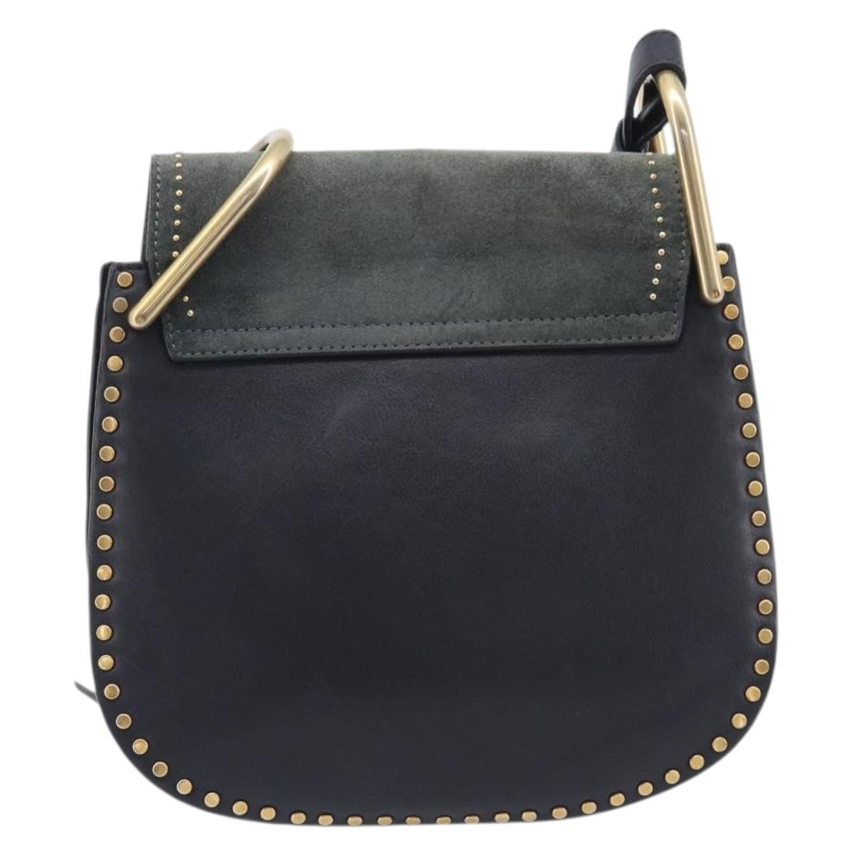 Chloe Hudson Shoulder Bag Leather Black Gold Auth bs37667A