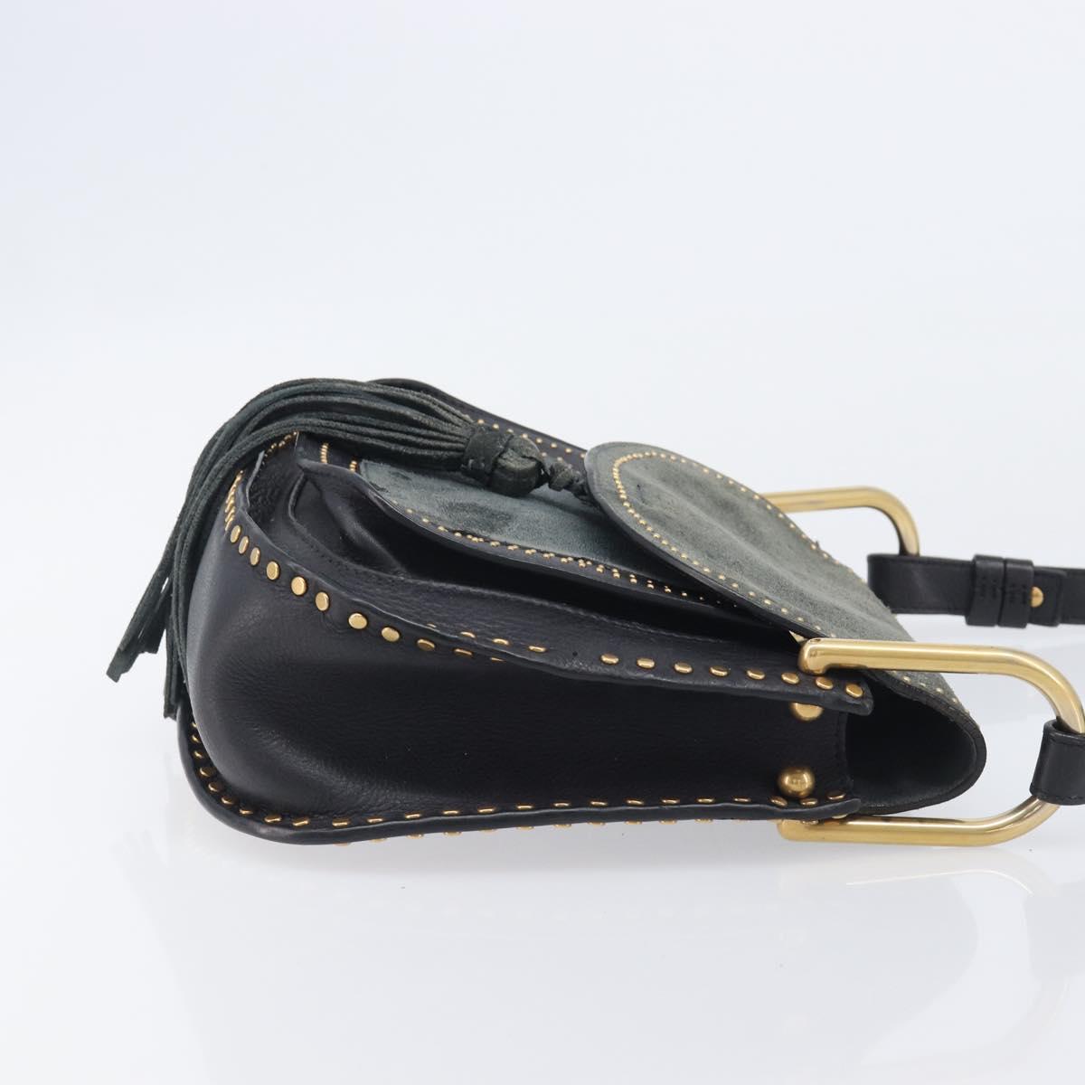 Chloe Hudson Shoulder Bag Leather Black Gold Auth bs37667A