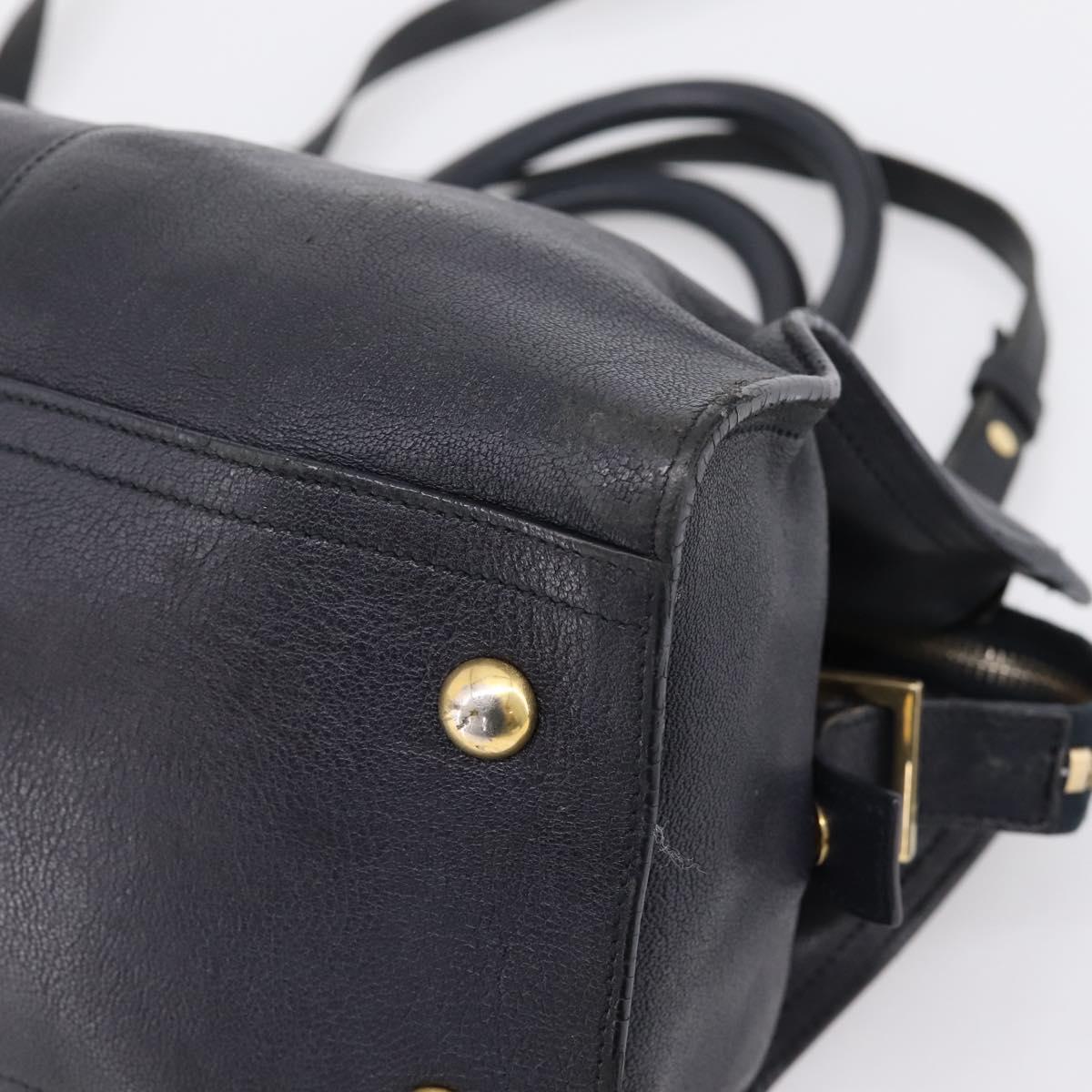 Saint Laurent Cavass Chic Mini Bag Leather 2way Black Gold 370699 Auth bs37674