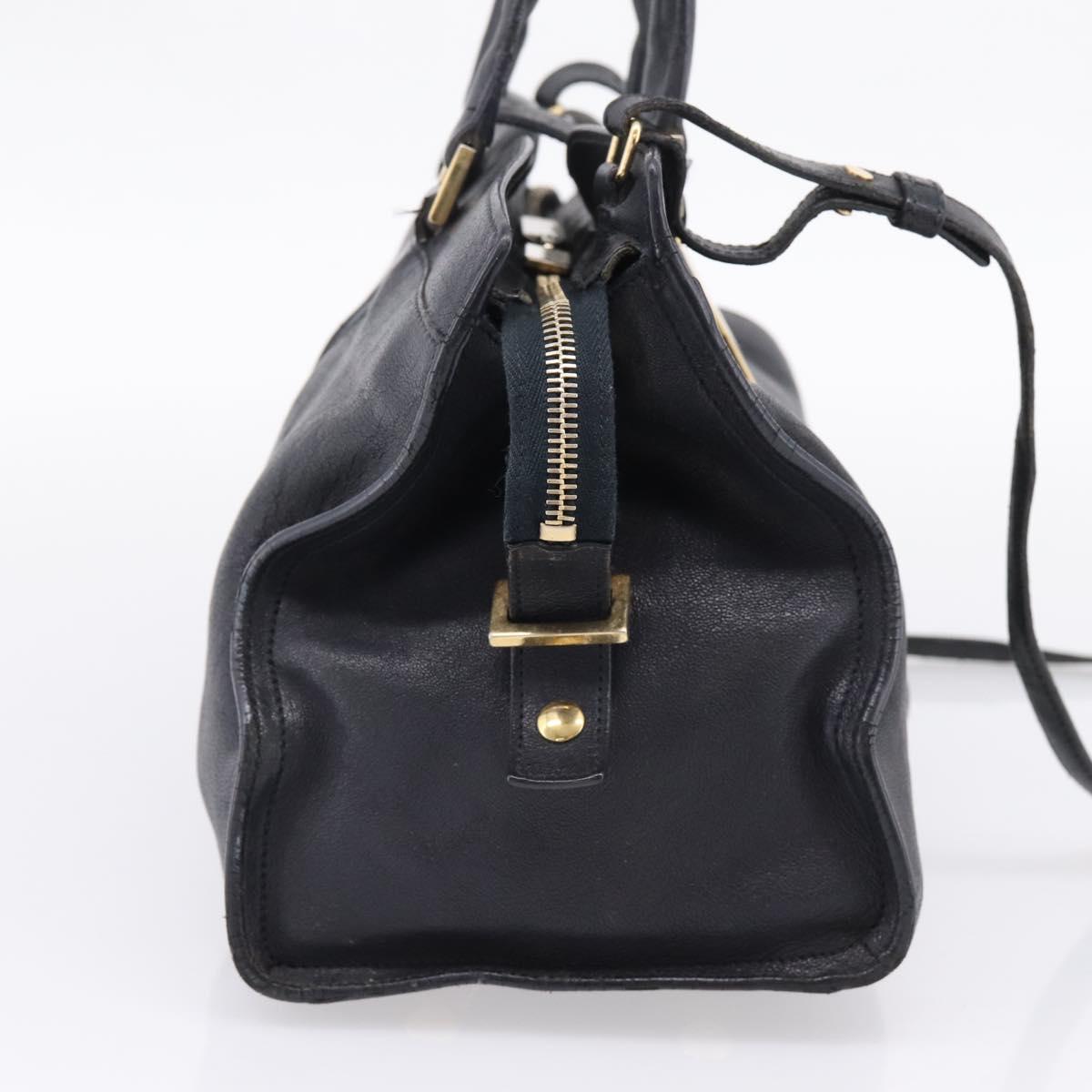 Saint Laurent Cavass Chic Mini Bag Leather 2way Black Gold 370699 Auth bs37674