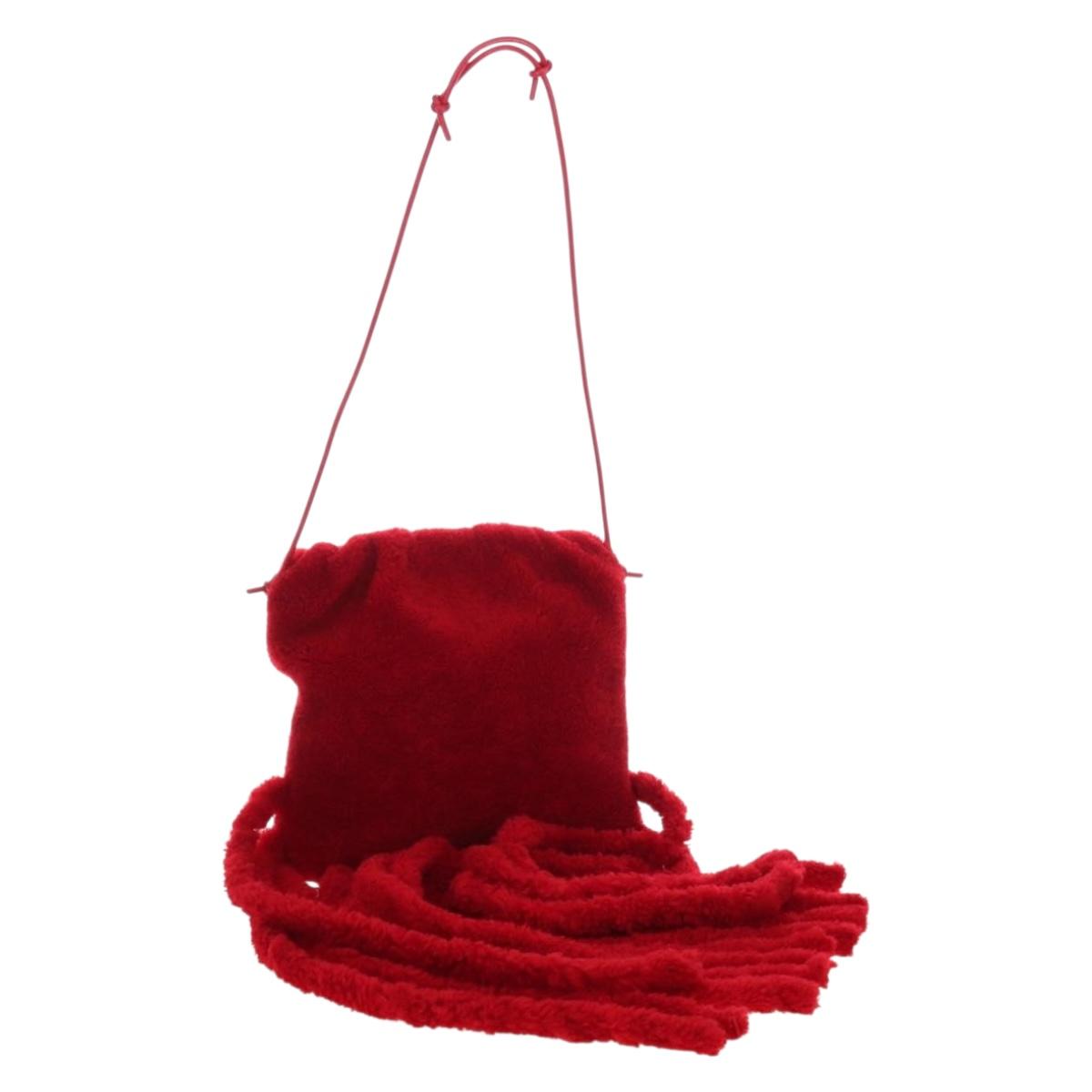 Bottega Veneta Shoulder Bag Fabric Leather Red Auth bs37678V