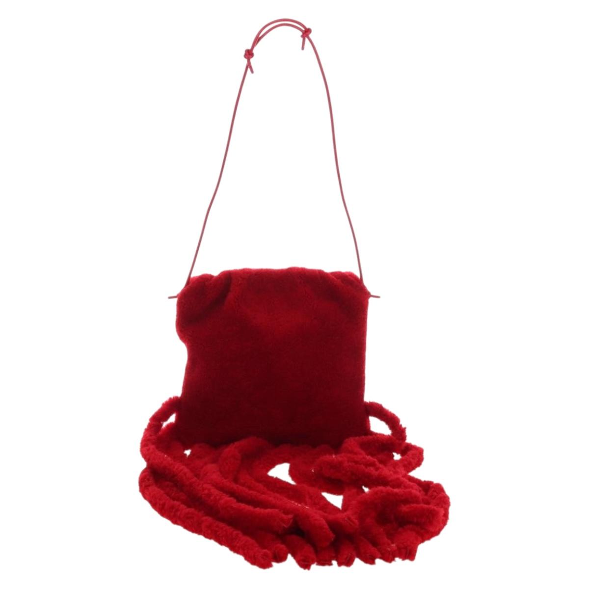 Bottega Veneta Shoulder Bag Fabric Leather Red Auth bs37678V