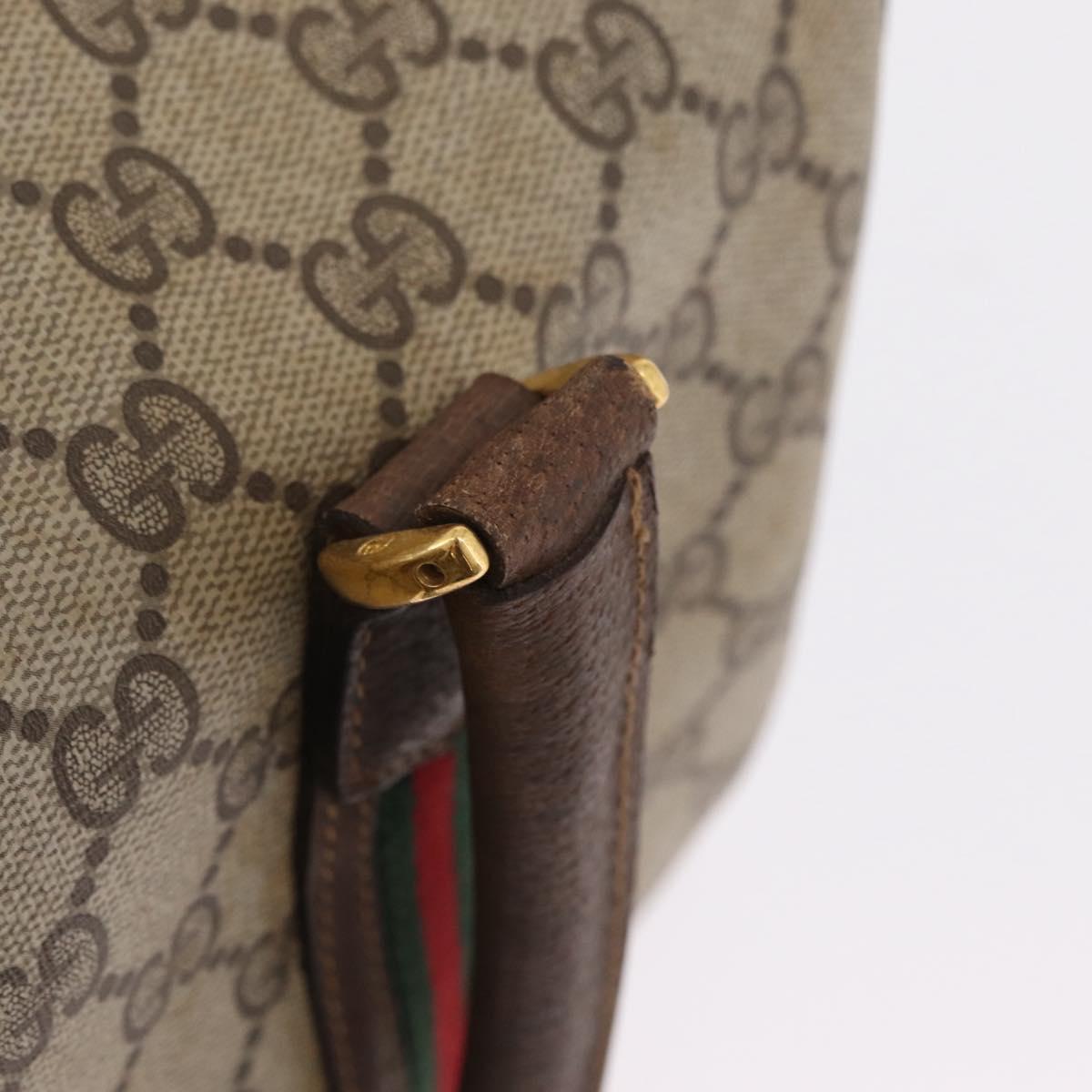 GUCCI GG Supreme Web Sherry Line Bag PVC Beige Gold 002 069 0696 Auth bs37679