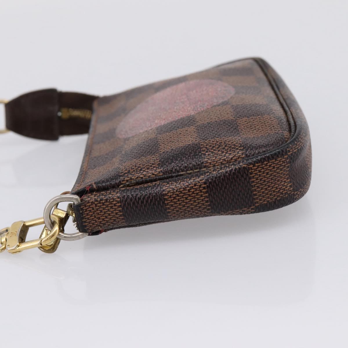 LOUIS VUITTON Damier Ebene T&B Mini Pochette Accessoires N58011 LV Auth bs37681