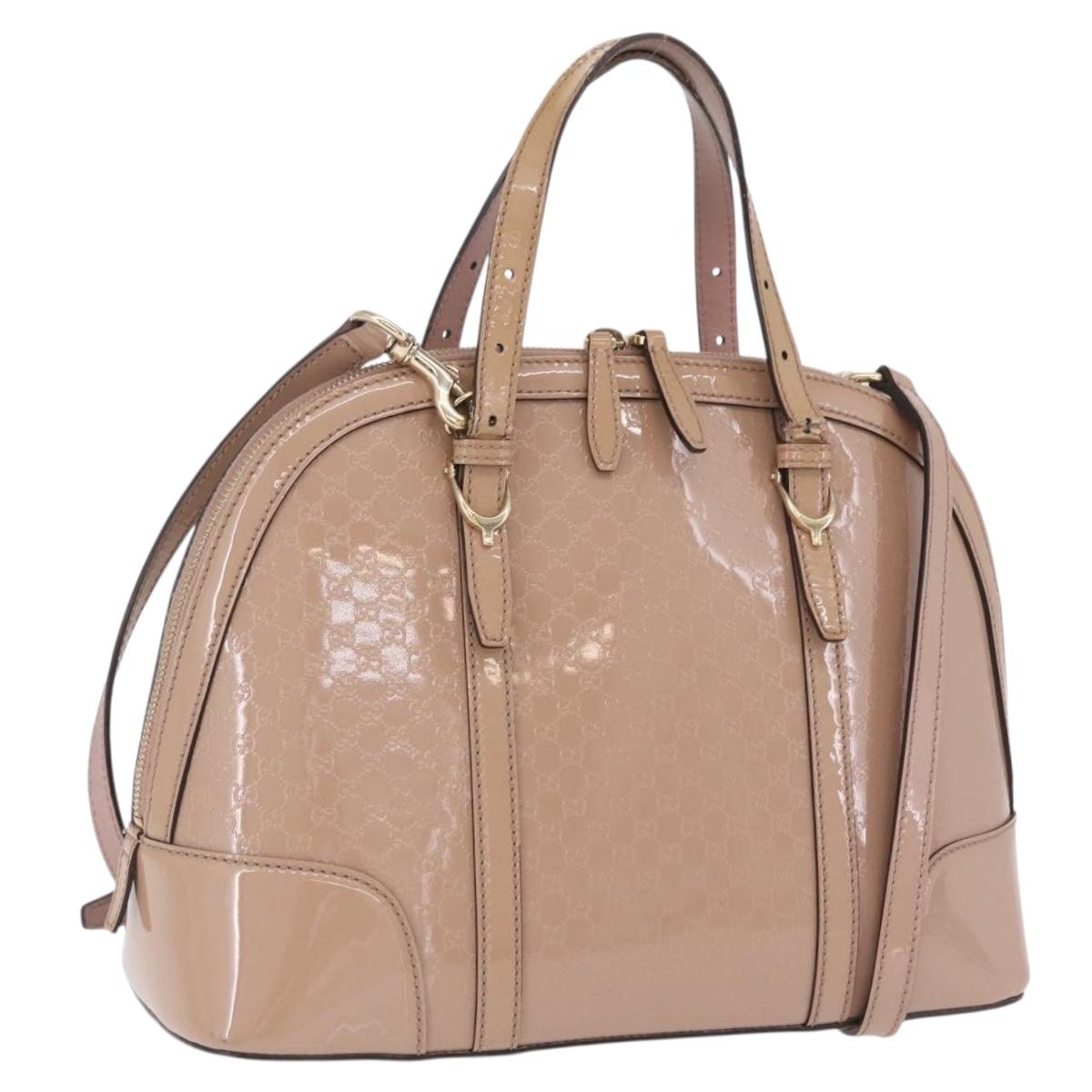 GUCCI Micro GG Canvas Hand Bag Patent leather 2way Pink Gold 309617 Auth bs37686