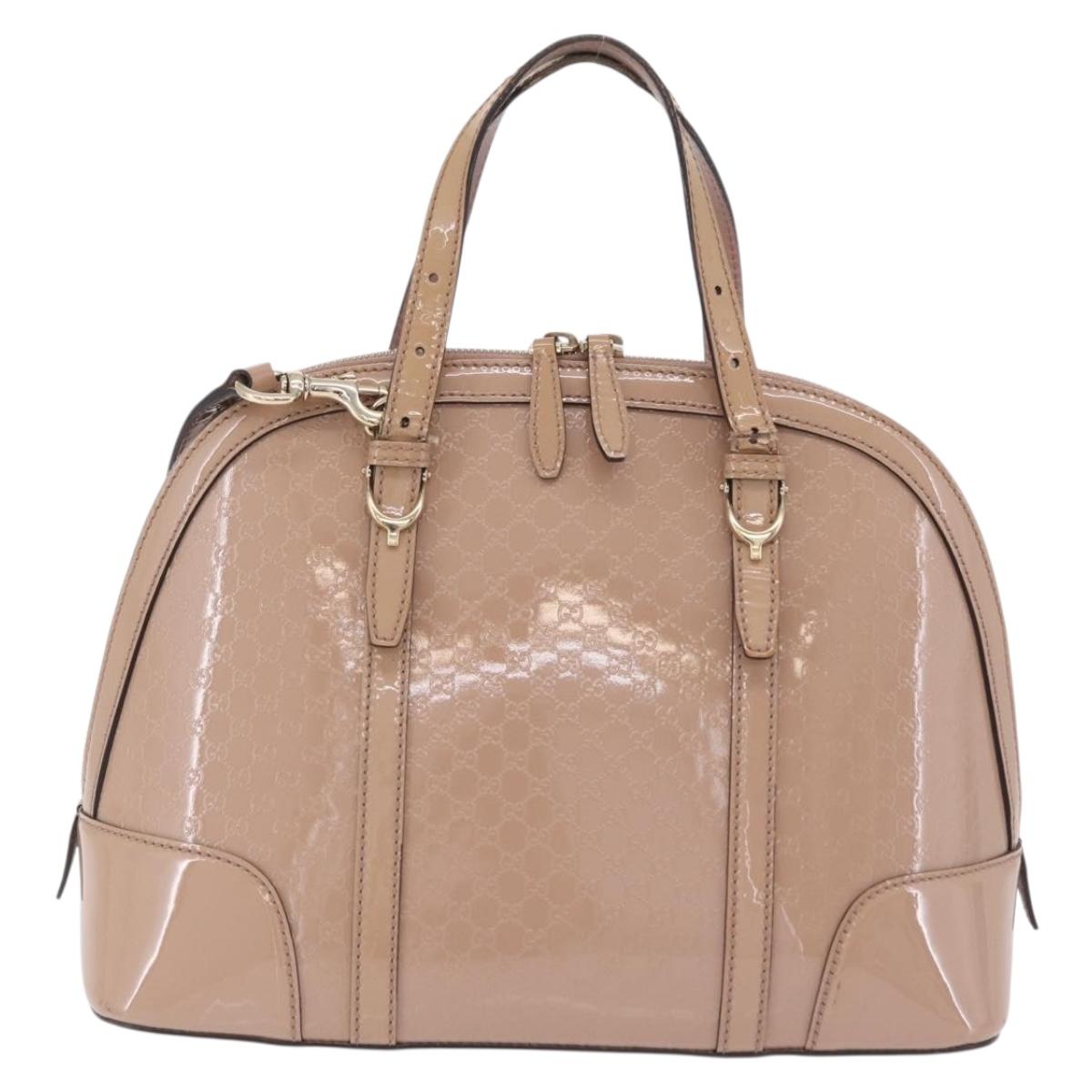 GUCCI Micro GG Canvas Hand Bag Patent leather 2way Pink Gold 309617 Auth bs37686