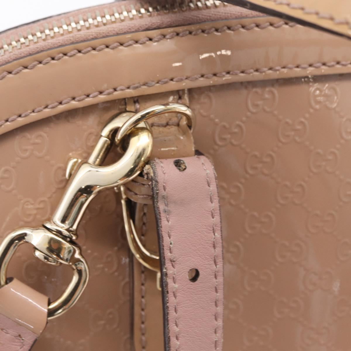 GUCCI Micro GG Canvas Hand Bag Patent leather 2way Pink Gold 309617 Auth bs37686