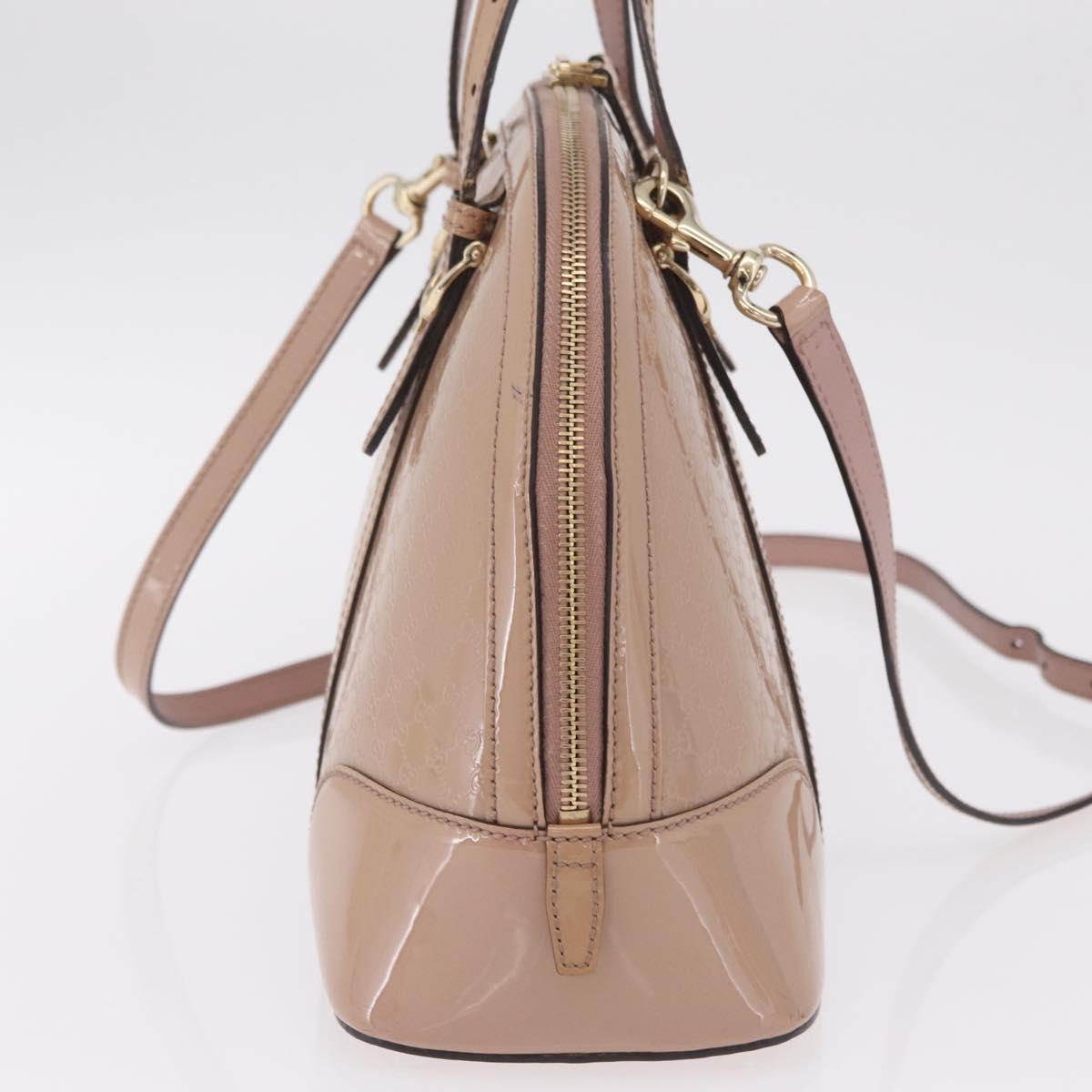 GUCCI Micro GG Canvas Hand Bag Patent leather 2way Pink Gold 309617 Auth bs37686