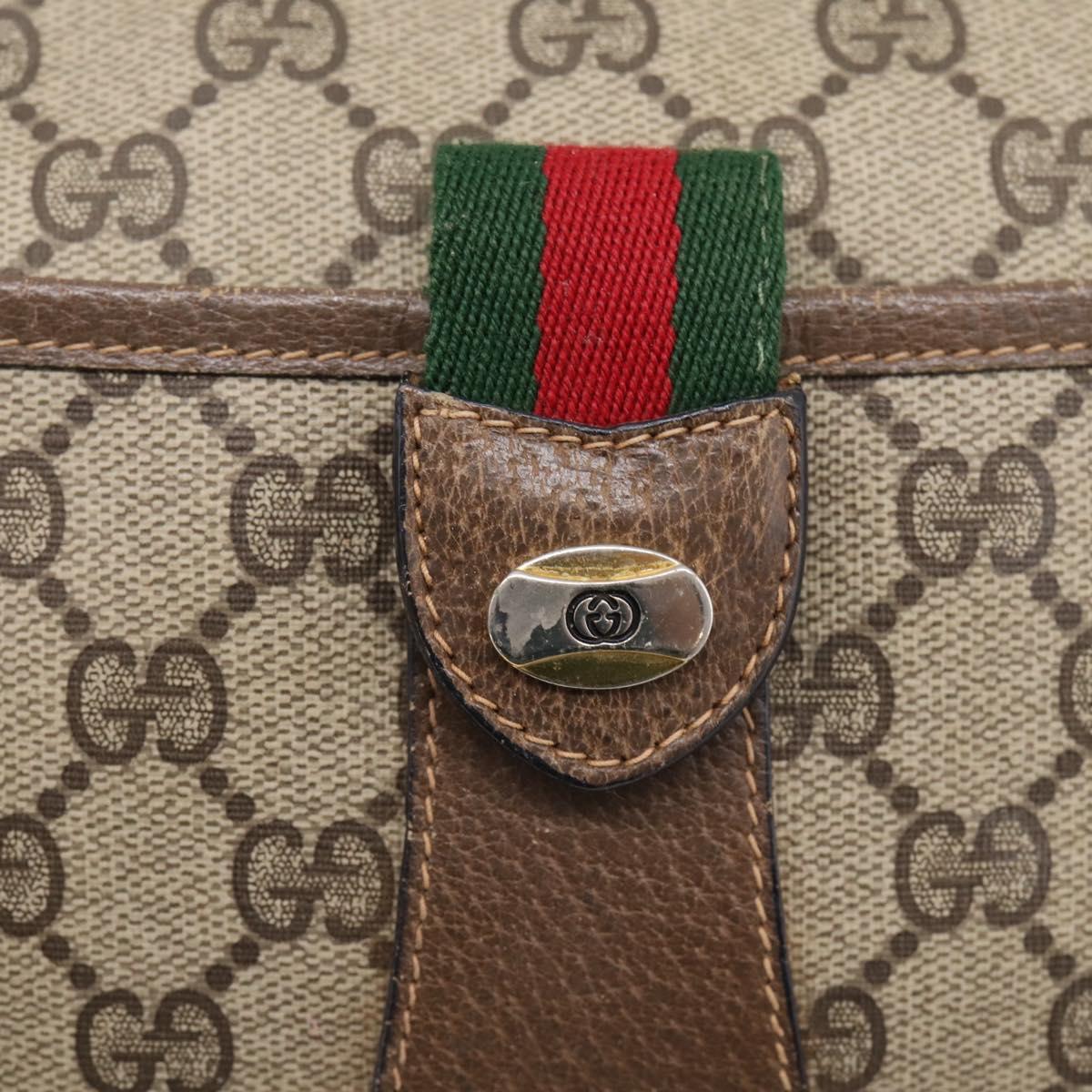 GUCCI GG Supreme Web Sherry Line Bag PVC Beige Gold 89 02 032 Auth bs37687