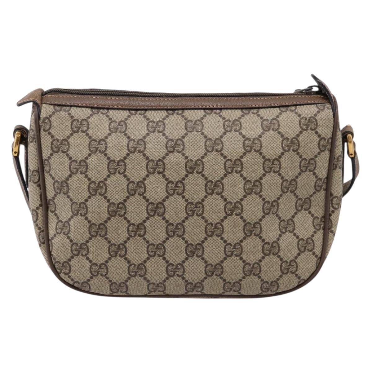 GUCCI GG Supreme Web Sherry Line Bag PVC Beige Gold 89 02 032 Auth bs37687