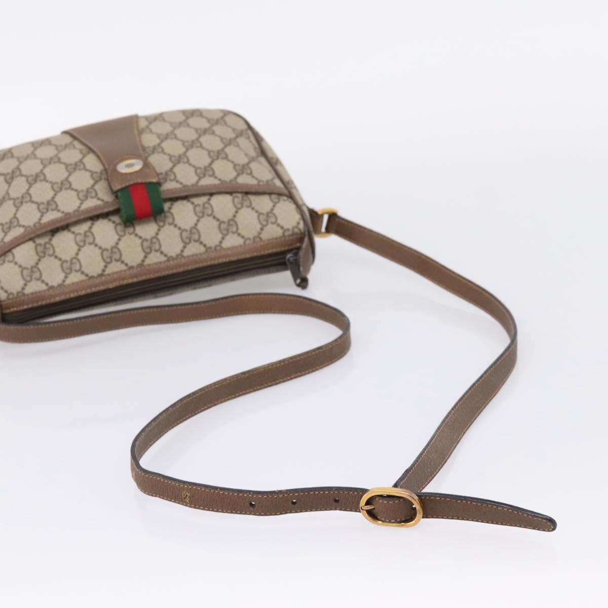 GUCCI GG Supreme Web Sherry Line Bag PVC Beige Gold 89 02 032 Auth bs37687
