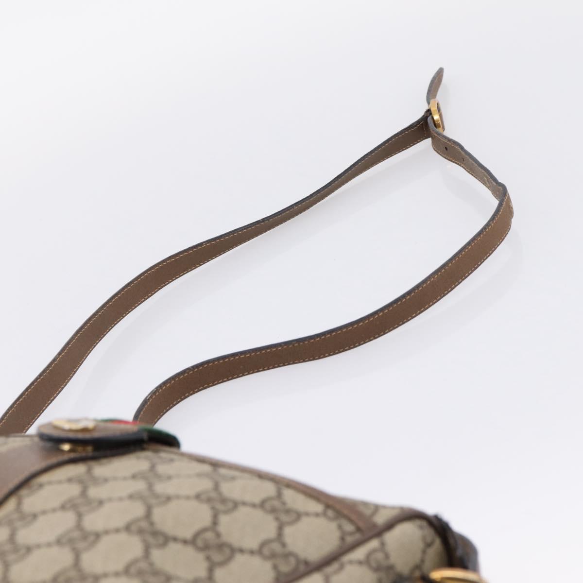 GUCCI GG Supreme Web Sherry Line Bag PVC Beige Gold 89 02 032 Auth bs37687