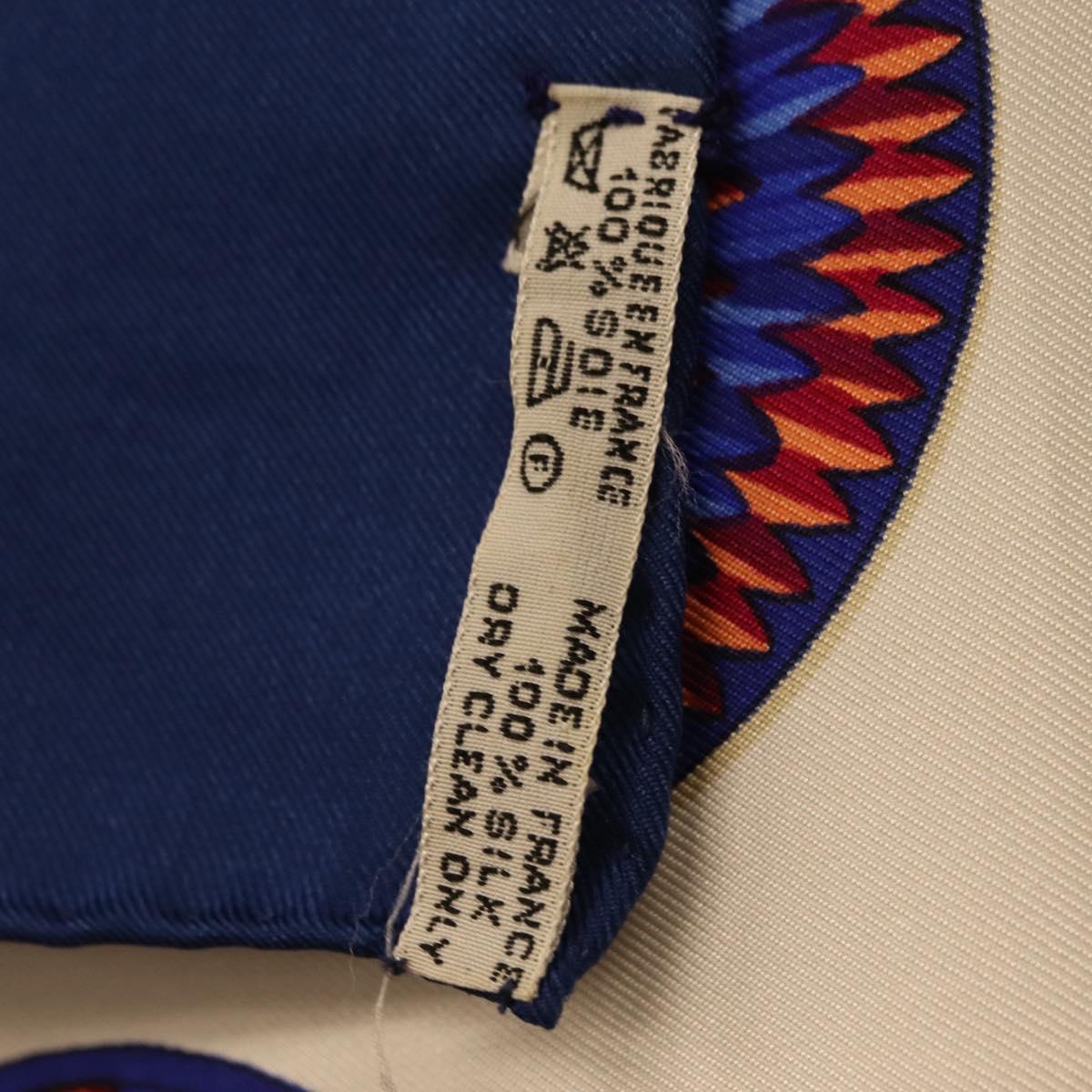 HERMES Carre 90 Scarf ”LES RUBANS DU CHEVAL” Silk Blue Auth bs37692