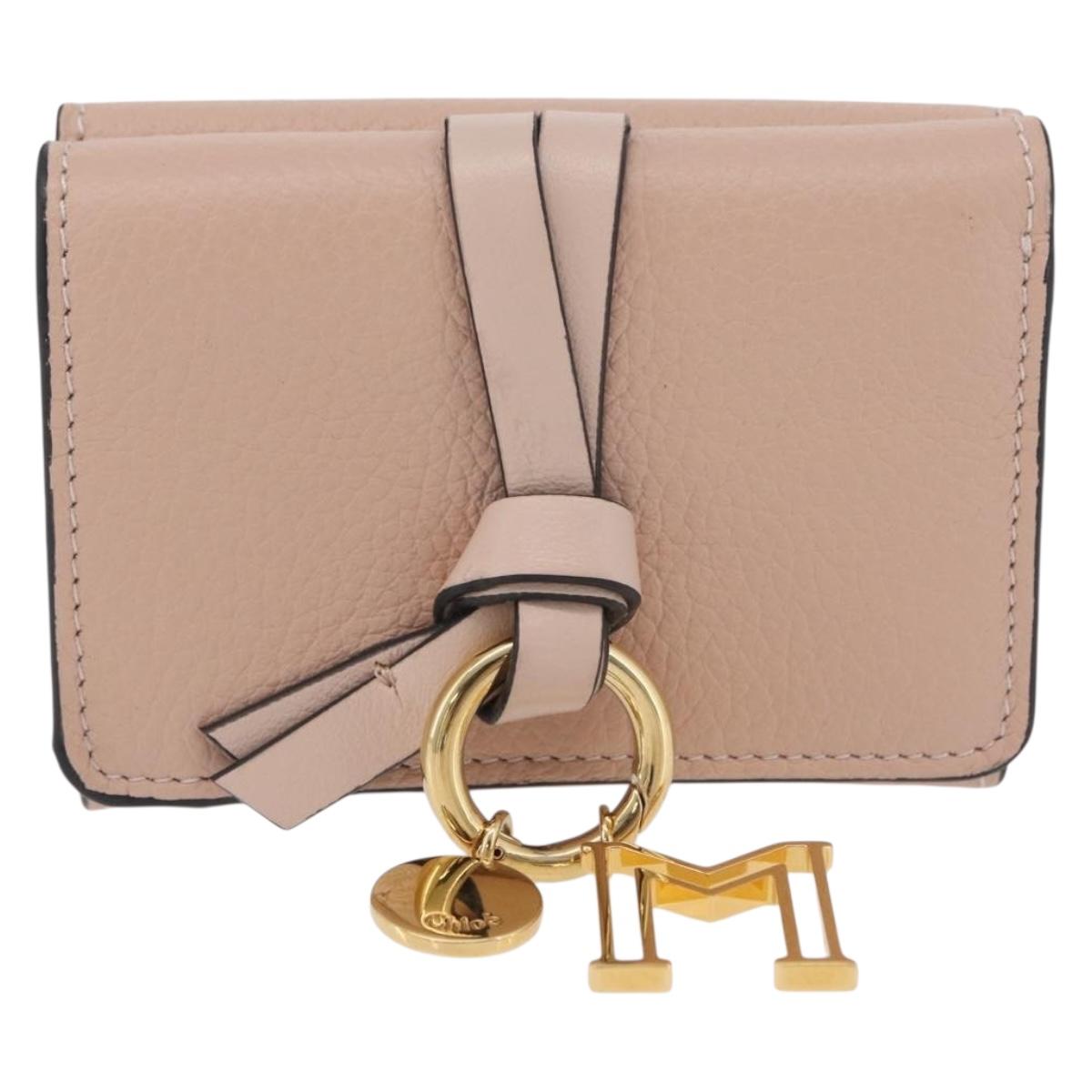 Chloe Alphabet Trifold Wallet Leather Pink Gold Auth bs37708V