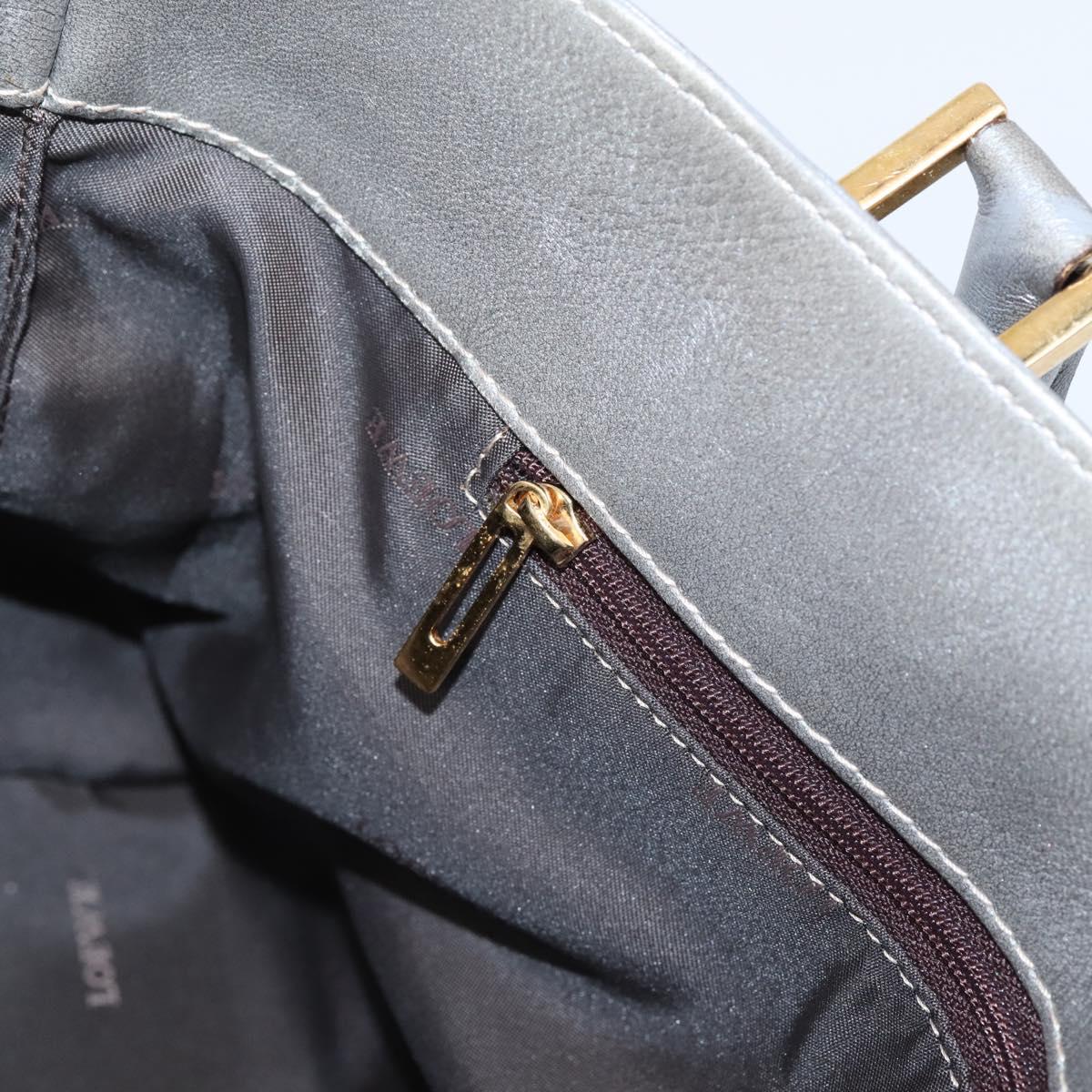 LOEWE Anagram Amazona Justa Hand Bag Leather Gold Silver Auth bs37721
