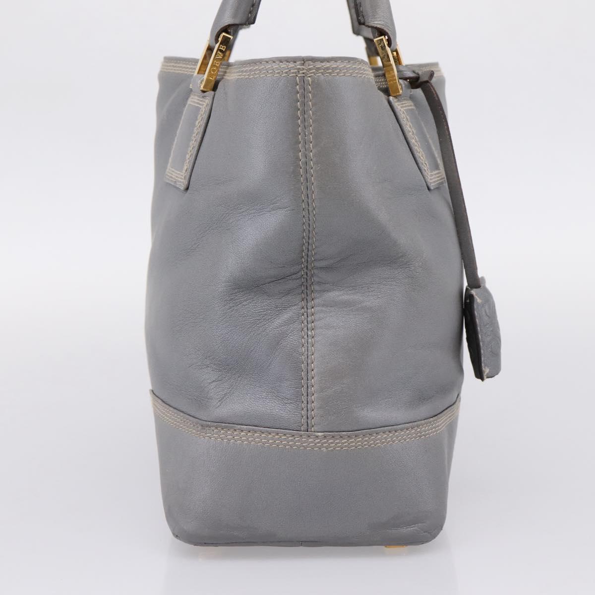 LOEWE Anagram Amazona Justa Hand Bag Leather Gold Silver Auth bs37721