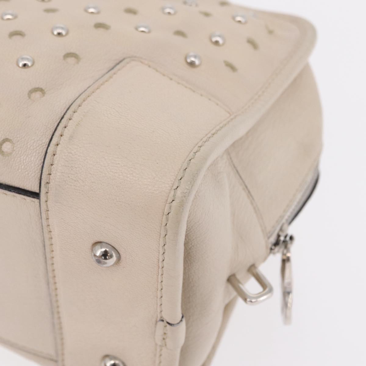 LOEWE Anagram Amazona 28 Hand Bag Leather Ivory Silver Auth bs37722