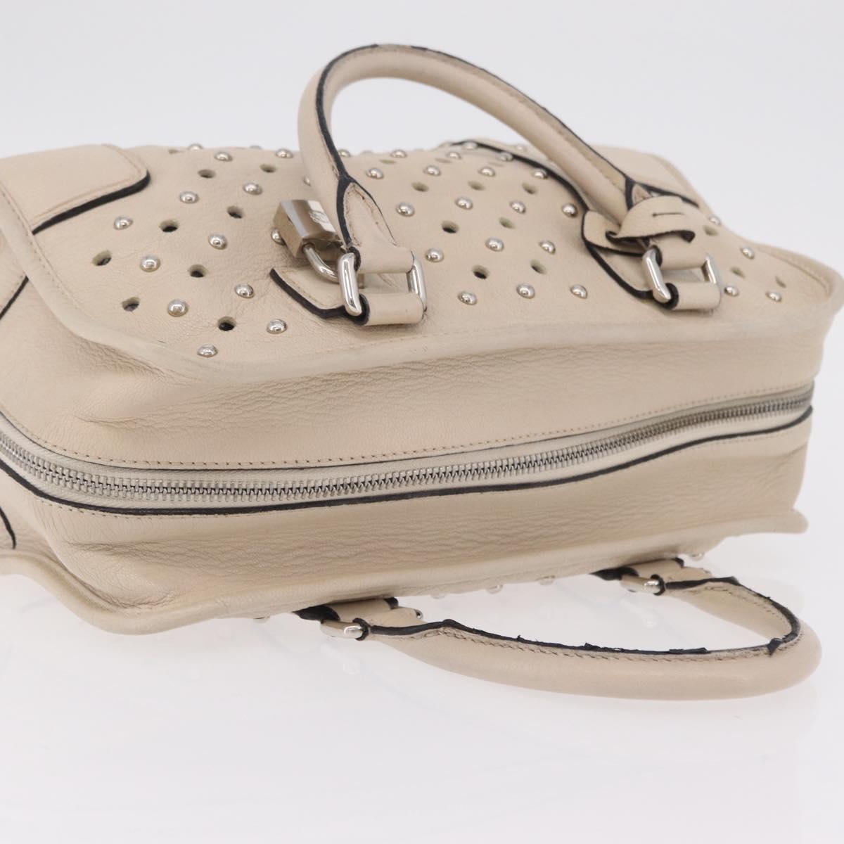 LOEWE Anagram Amazona 28 Hand Bag Leather Ivory Silver Auth bs37722