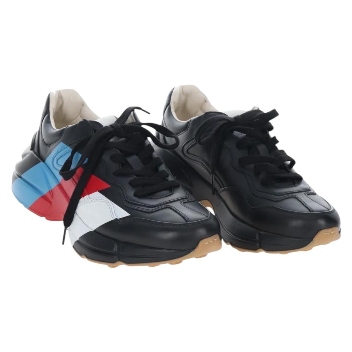 GUCCI Lighton Webprint Sneakers 5 Black Auth bs37734M