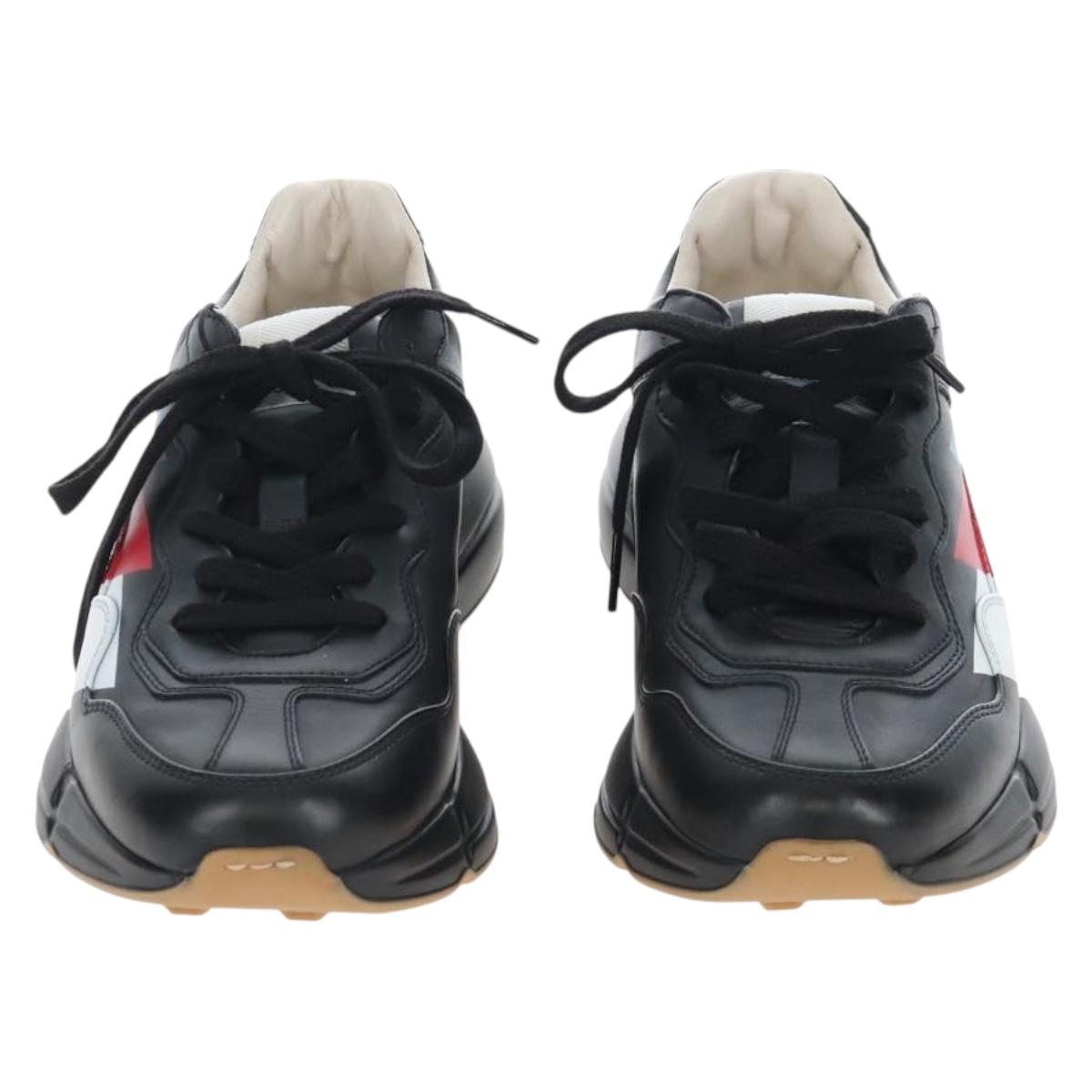 GUCCI Lighton Webprint Sneakers 5 Black Auth bs37734M