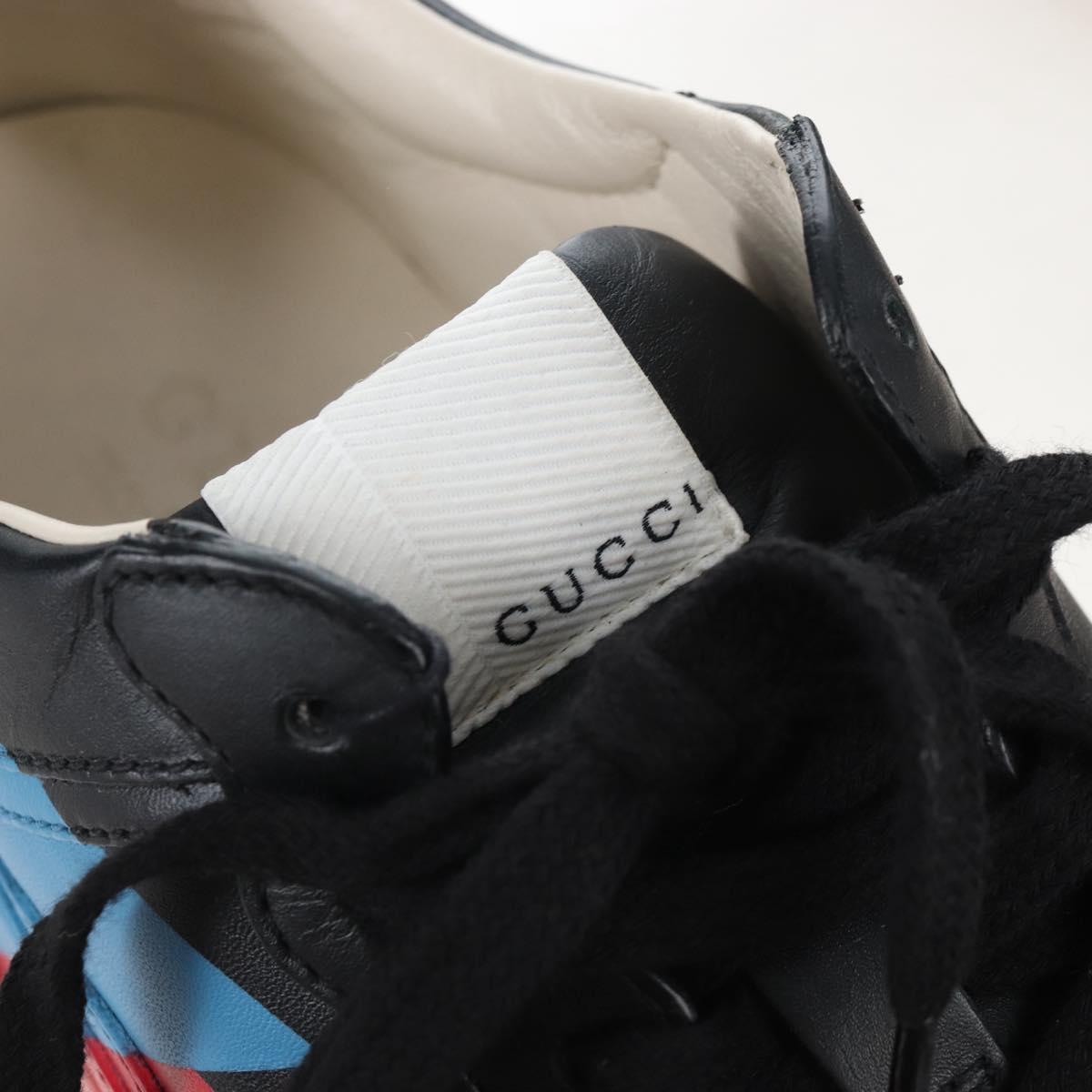 GUCCI Lighton Webprint Sneakers 5 Black Auth bs37734M