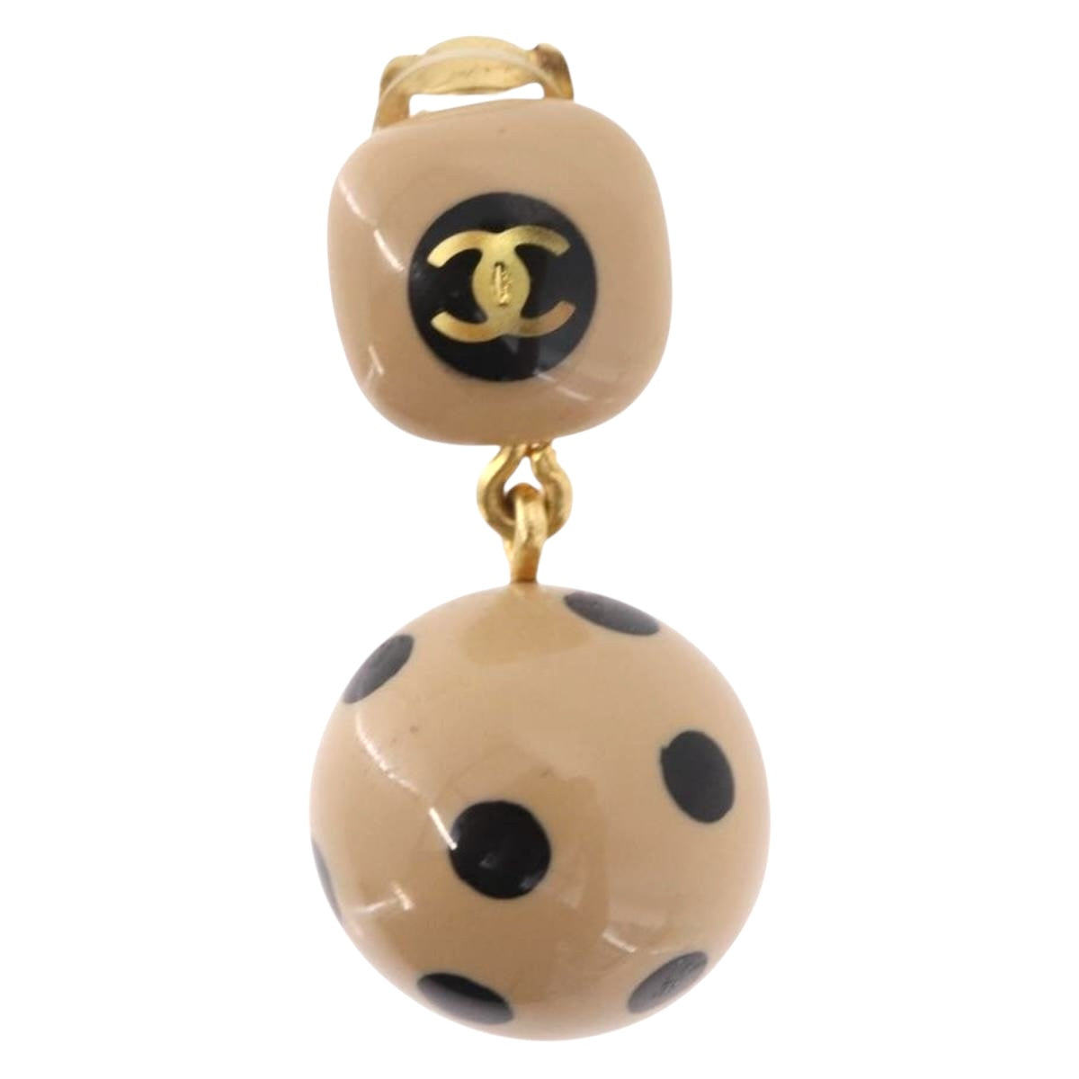 CHANEL Earring metal Gold Tone CC Auth bs37740V