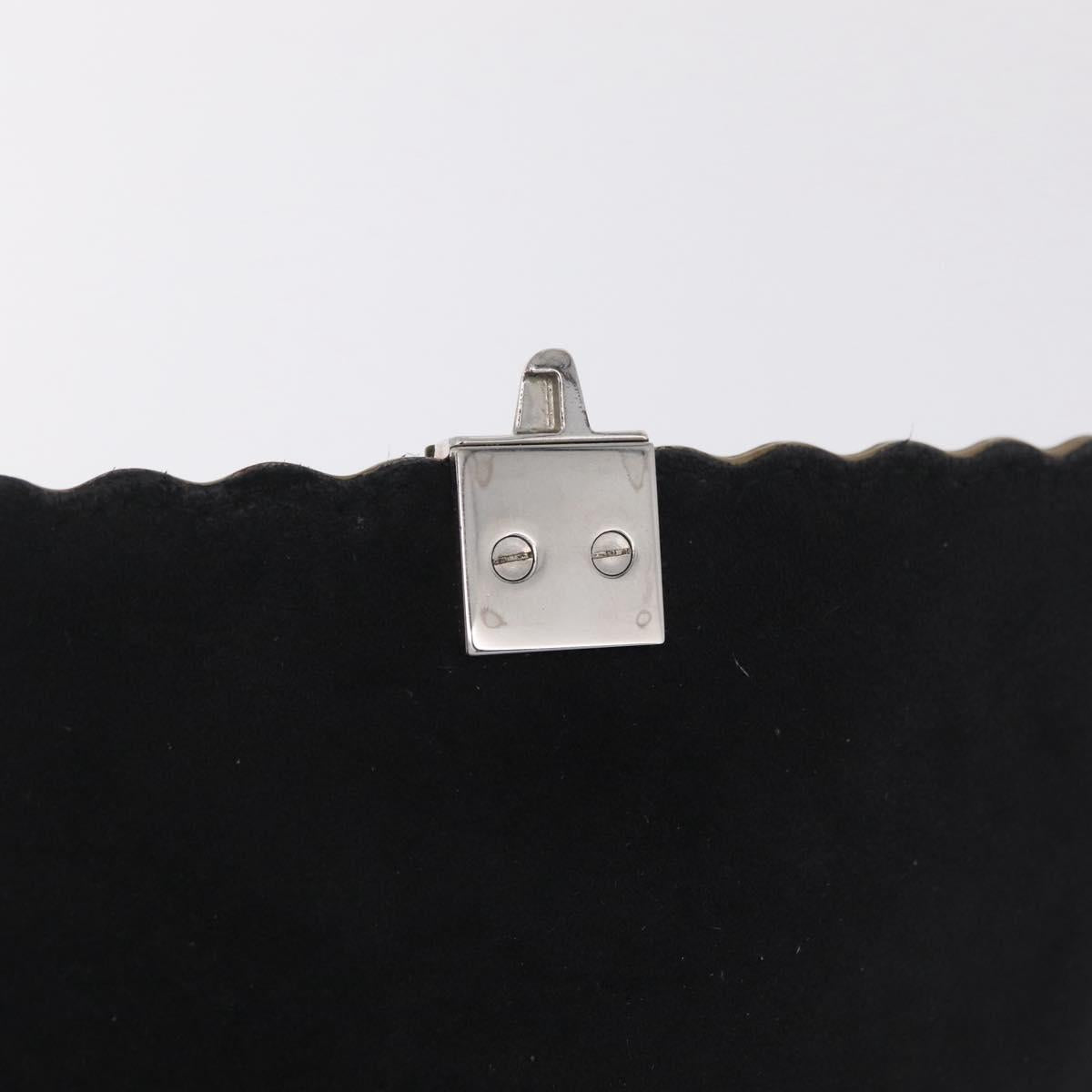 FENDI Canay Chain Shoulder Bag Leather Black Silver 8M0381 Auth bs37743A
