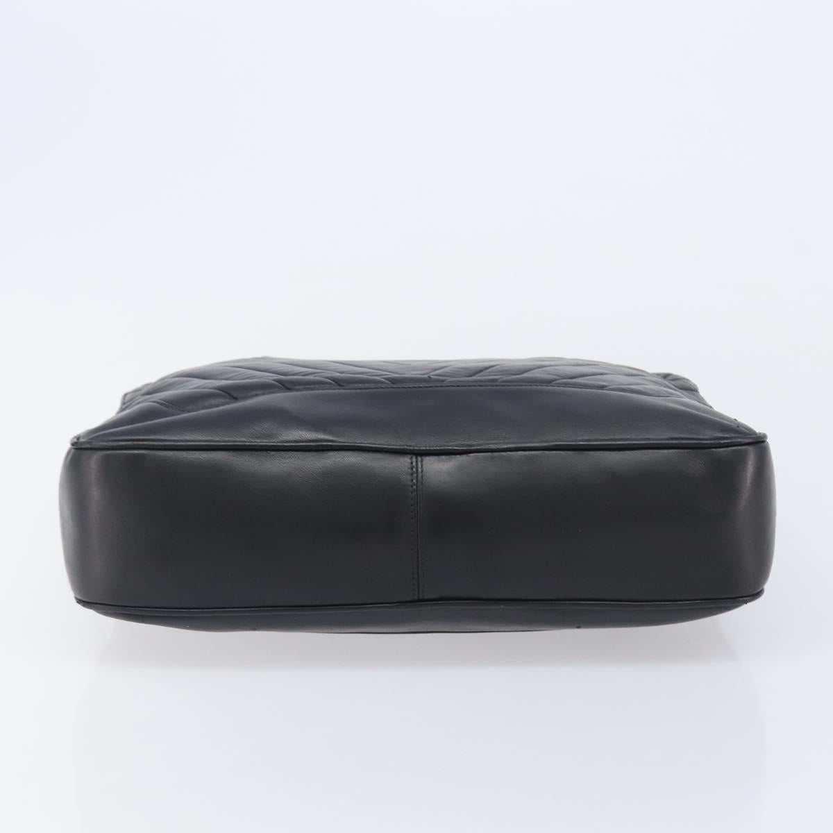 CHANEL V Stitch Hand Bag Leather Black Gold Tone CC Auth bs37749