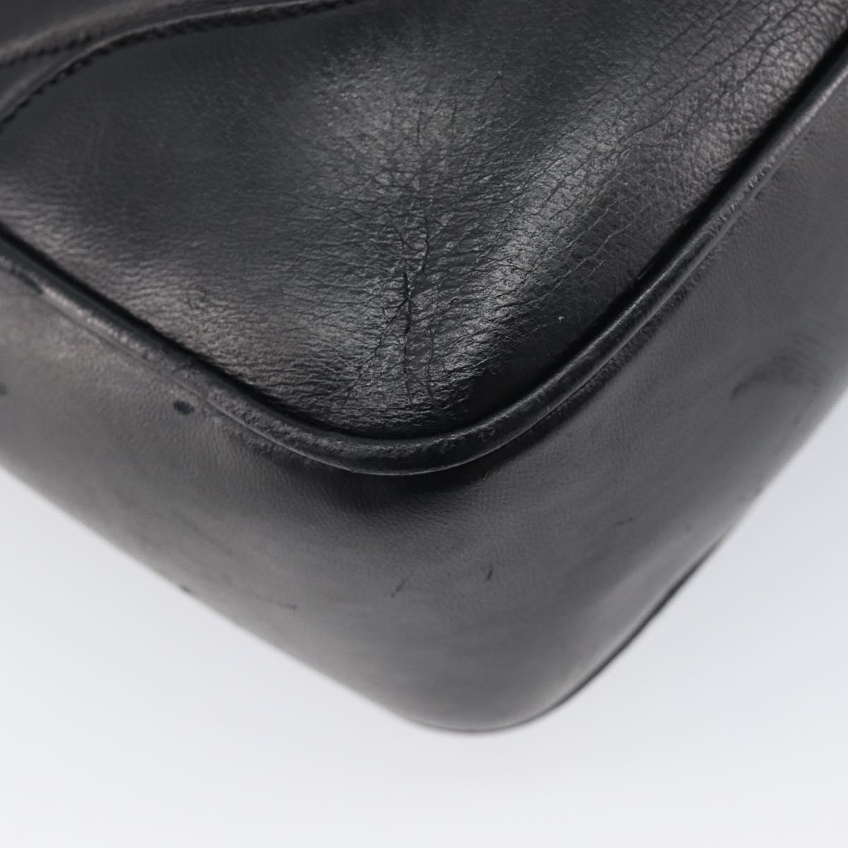 CHANEL V Stitch Hand Bag Leather Black Gold Tone CC Auth bs37749