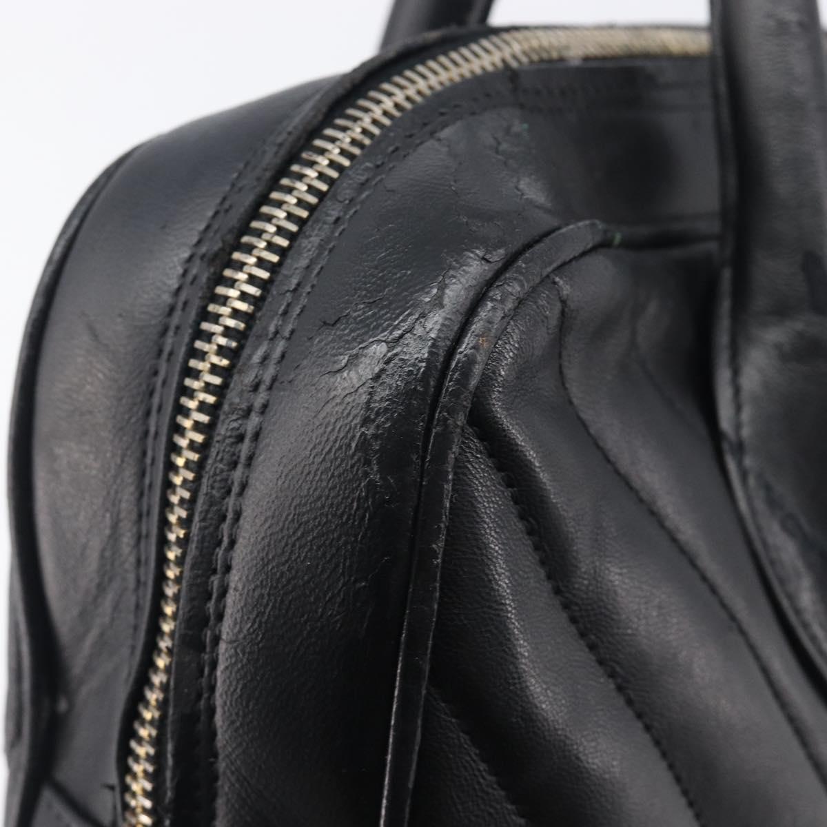 CHANEL V Stitch Hand Bag Leather Black Gold Tone CC Auth bs37749