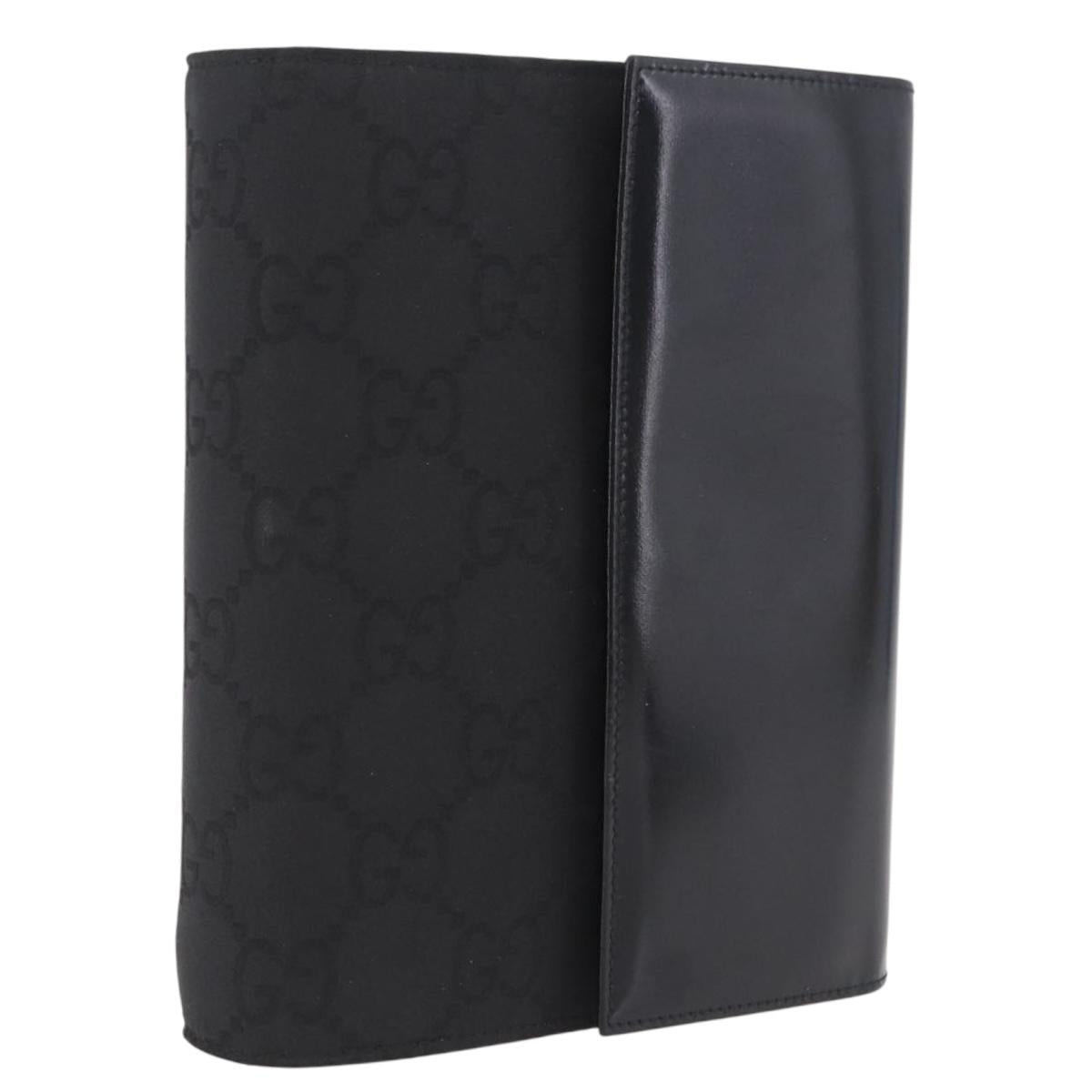 GUCCI GG Canvas Day Planner Cover Black Silver 031 0959 0917 Auth bs37758