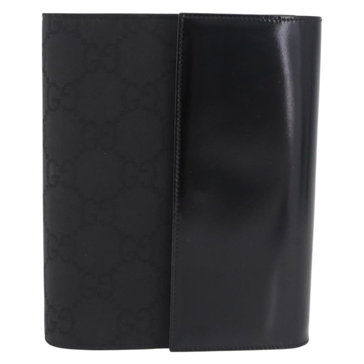 GUCCI GG Canvas Day Planner Cover Black Silver 031 0959 0917 Auth bs37758