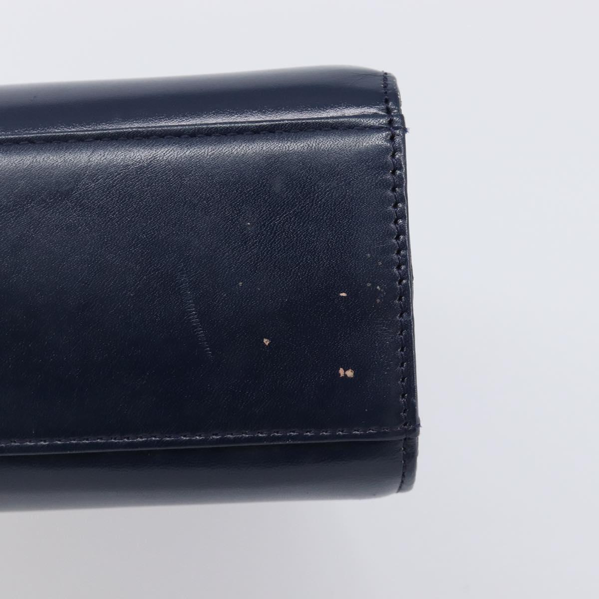GIVENCHY Hand Bag Leather Navy Gold Tone Auth bs37763